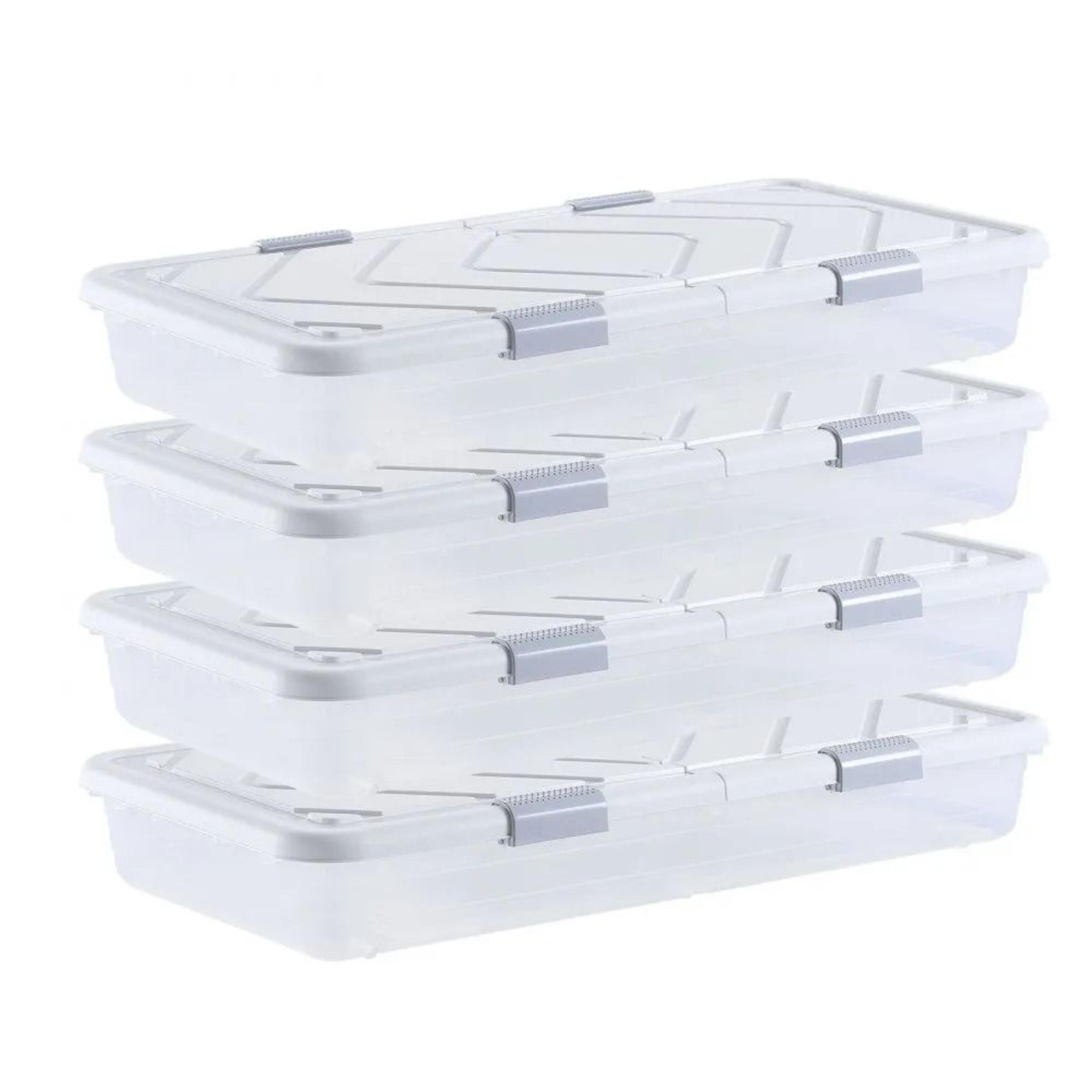 under bed storage with wheels 4 pack large rolling storage bins with lid