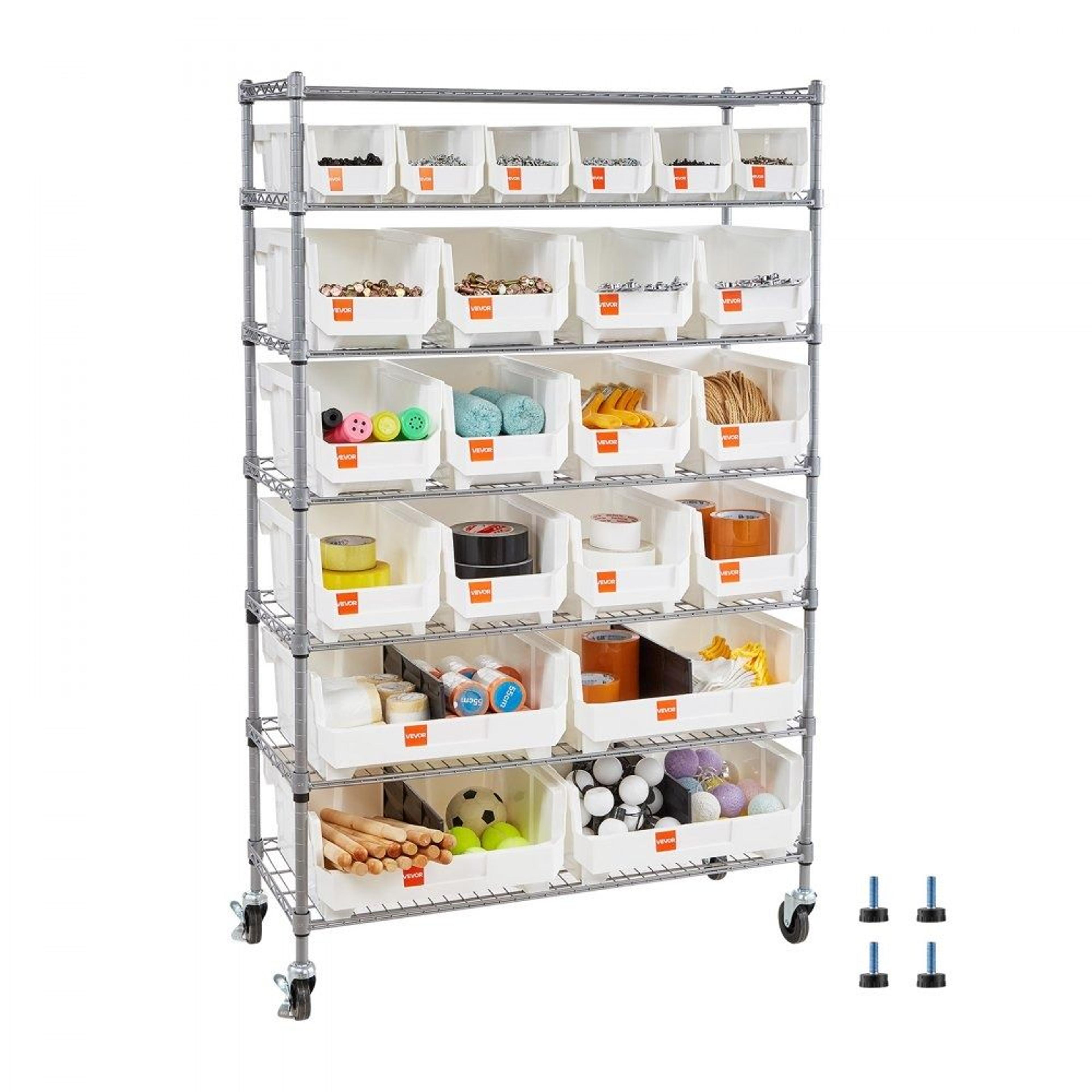 7 tier rolling bin rack with 22 bins heavy duty garage storage rack