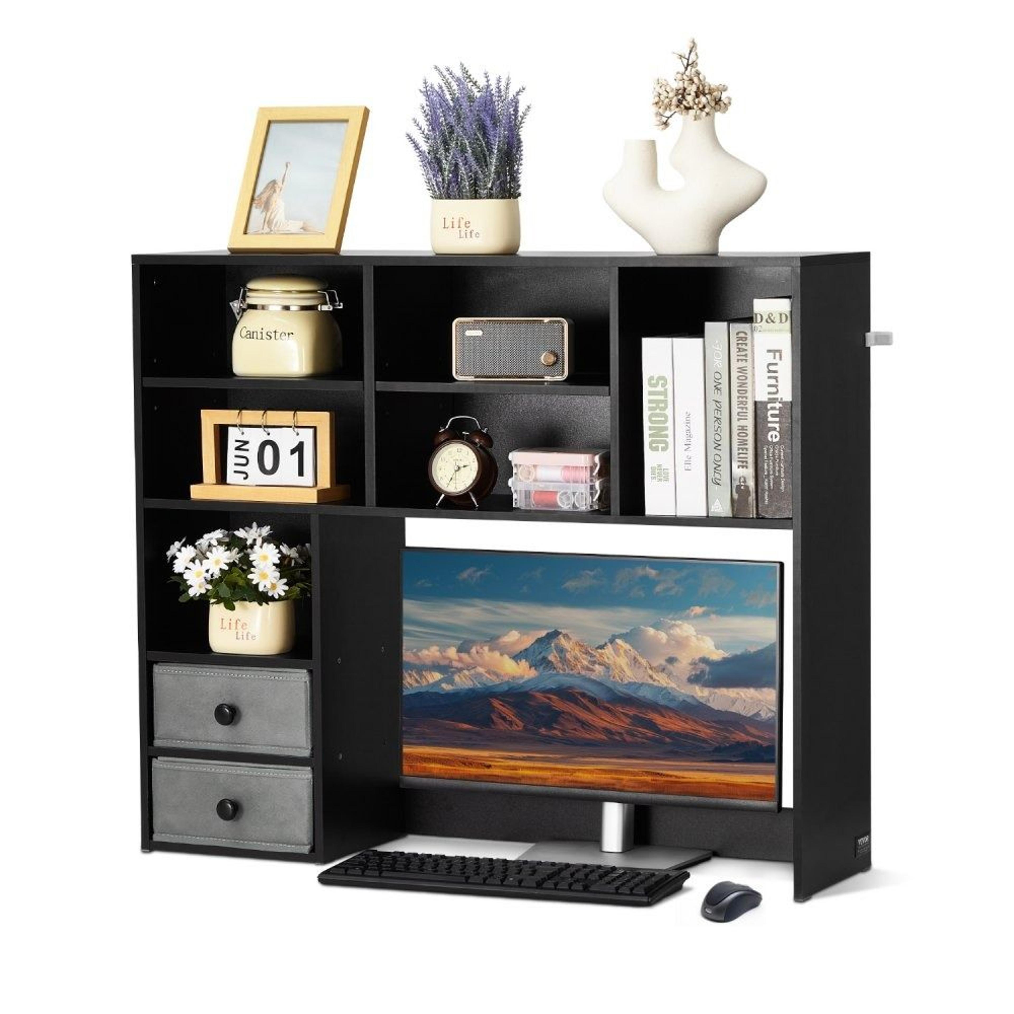 desktop bookshelf with drawers 3 tier storage organizer for office home