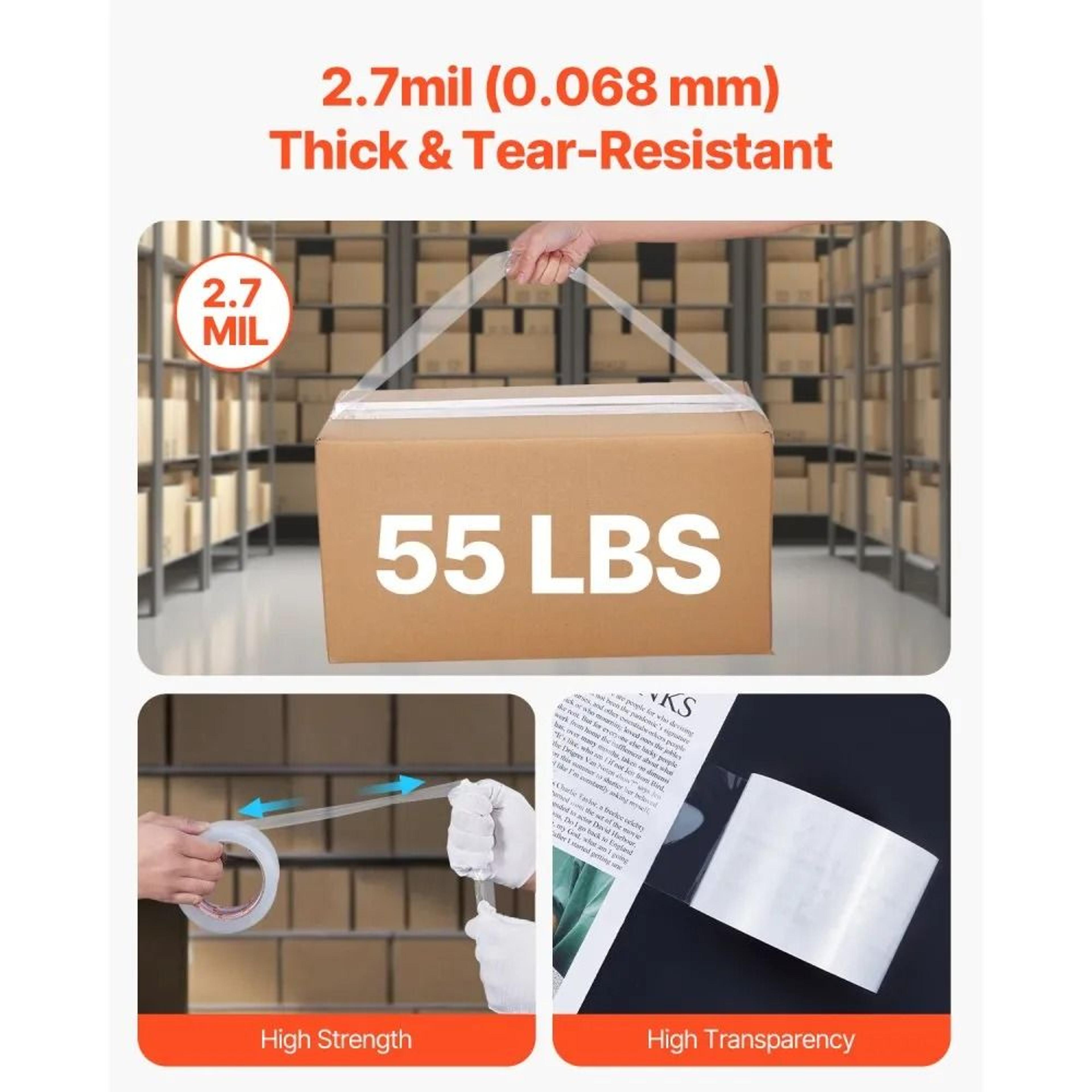 Heavy Duty Clear Packing Tape 6 Rolls 3 Inch Core Shipping Box Sealing Tape 6