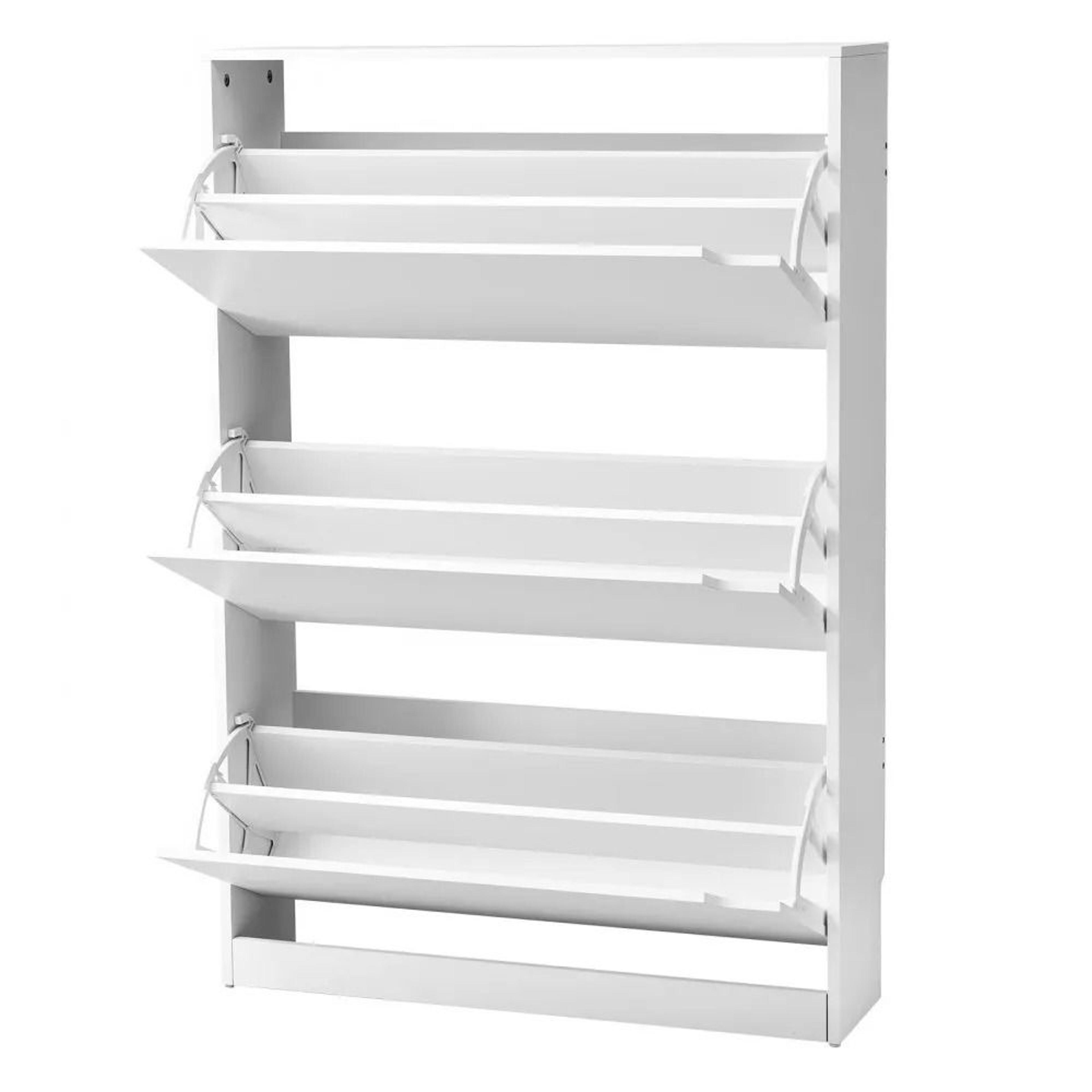3 Drawer Shoe Cabinet Modern Entryway Shoe Storage Cabinet Organizer White 8