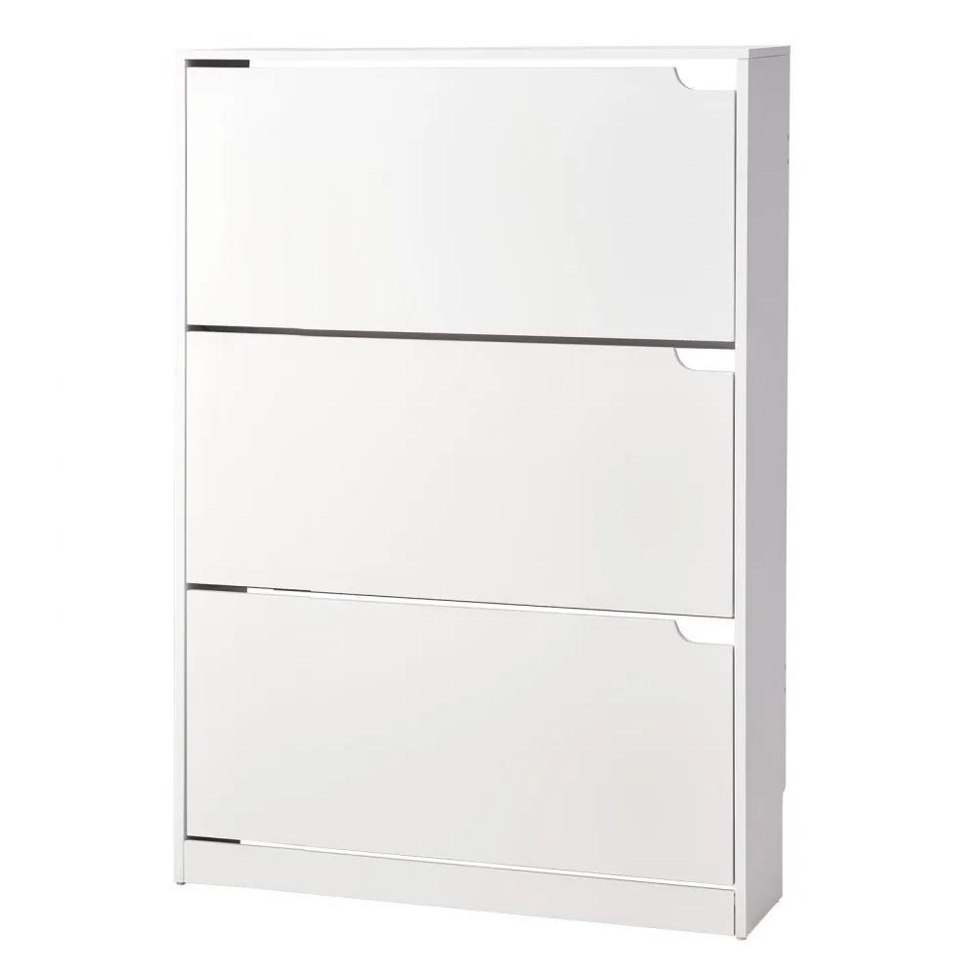 3 Drawer Shoe Cabinet Modern Entryway Shoe Storage Cabinet Organizer White 7