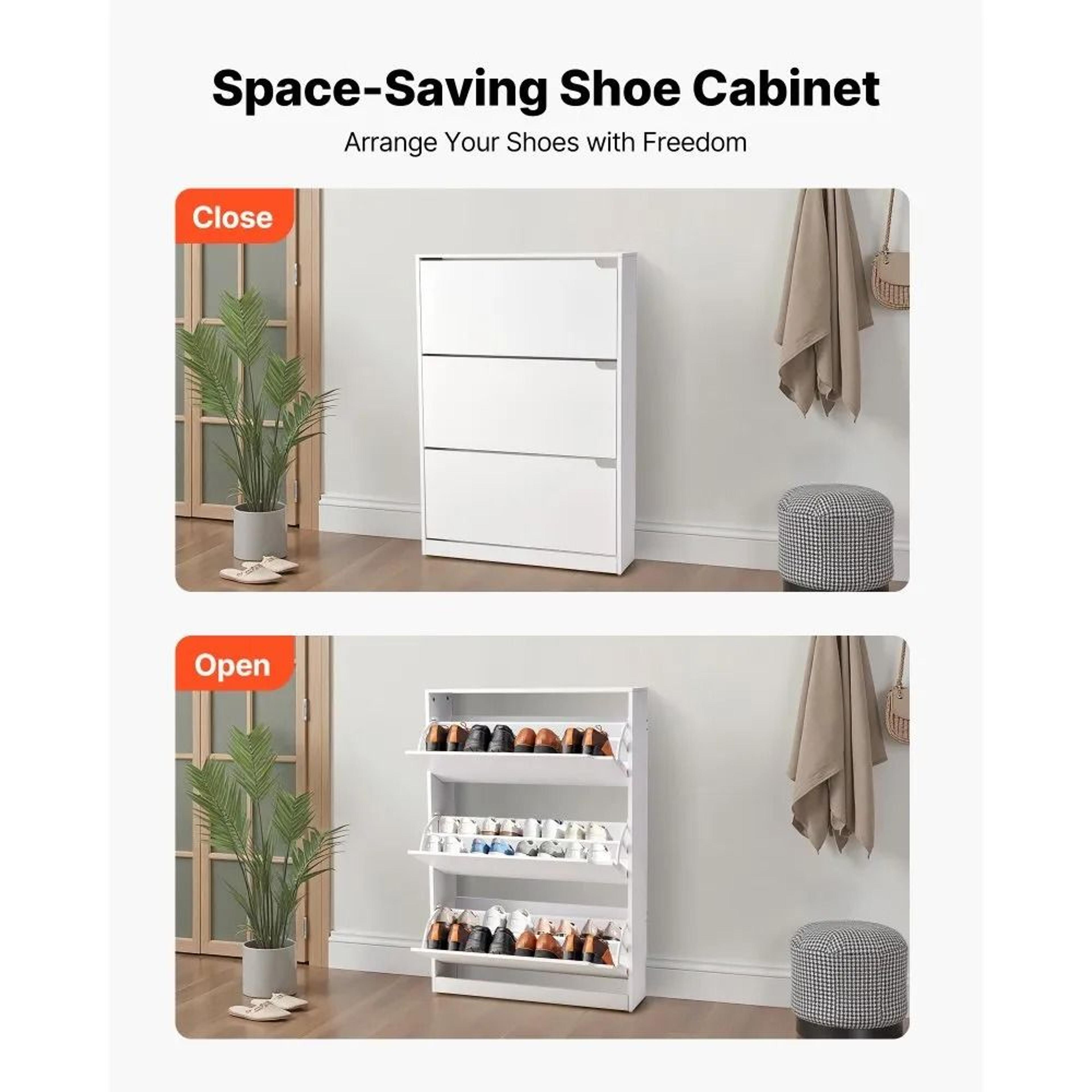 3 Drawer Shoe Cabinet Modern Entryway Shoe Storage Cabinet Organizer White 5