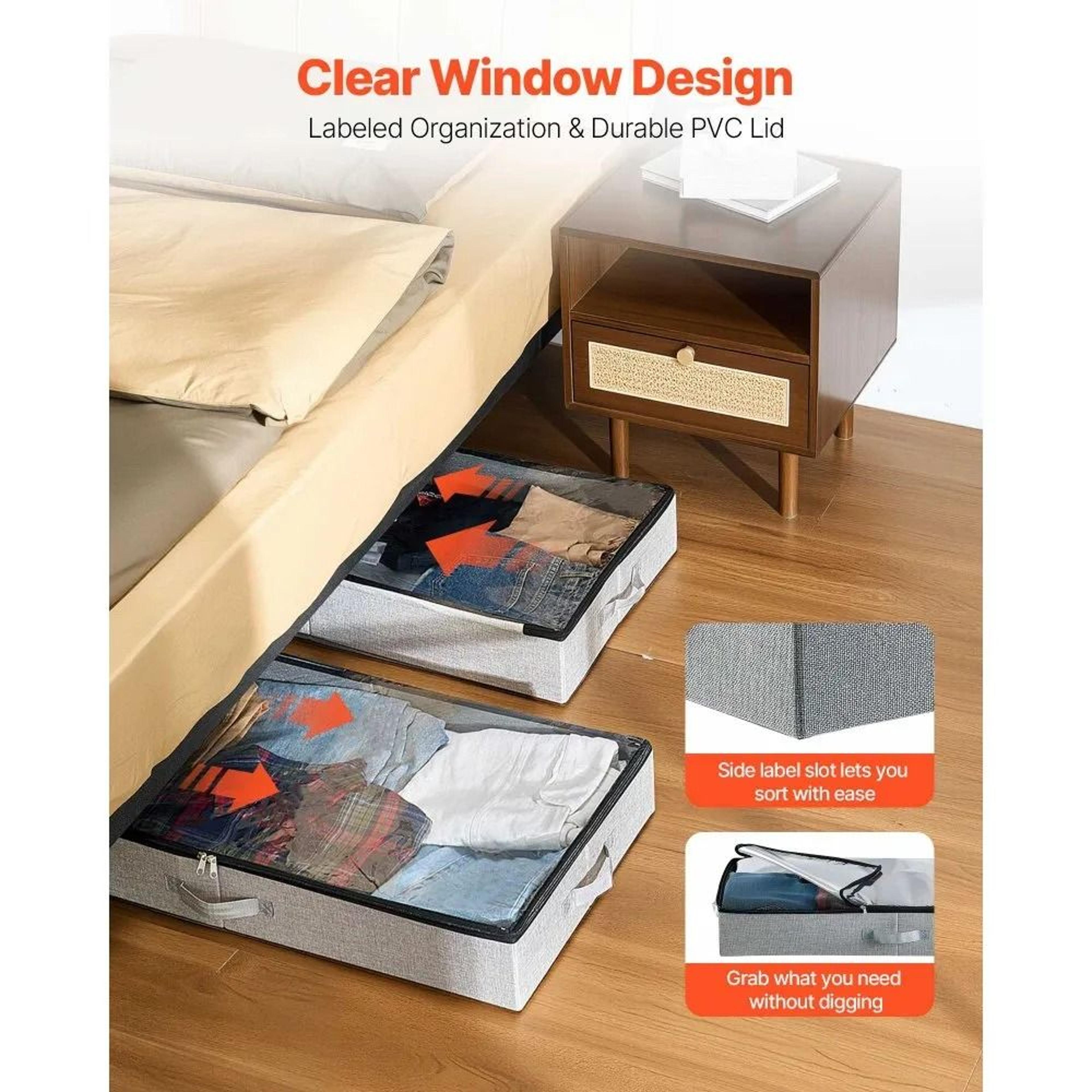 Under Bed Storage With Clear Lid 45L Large Under Bed Storage Containers Shoe Organizer 2 Pack 1