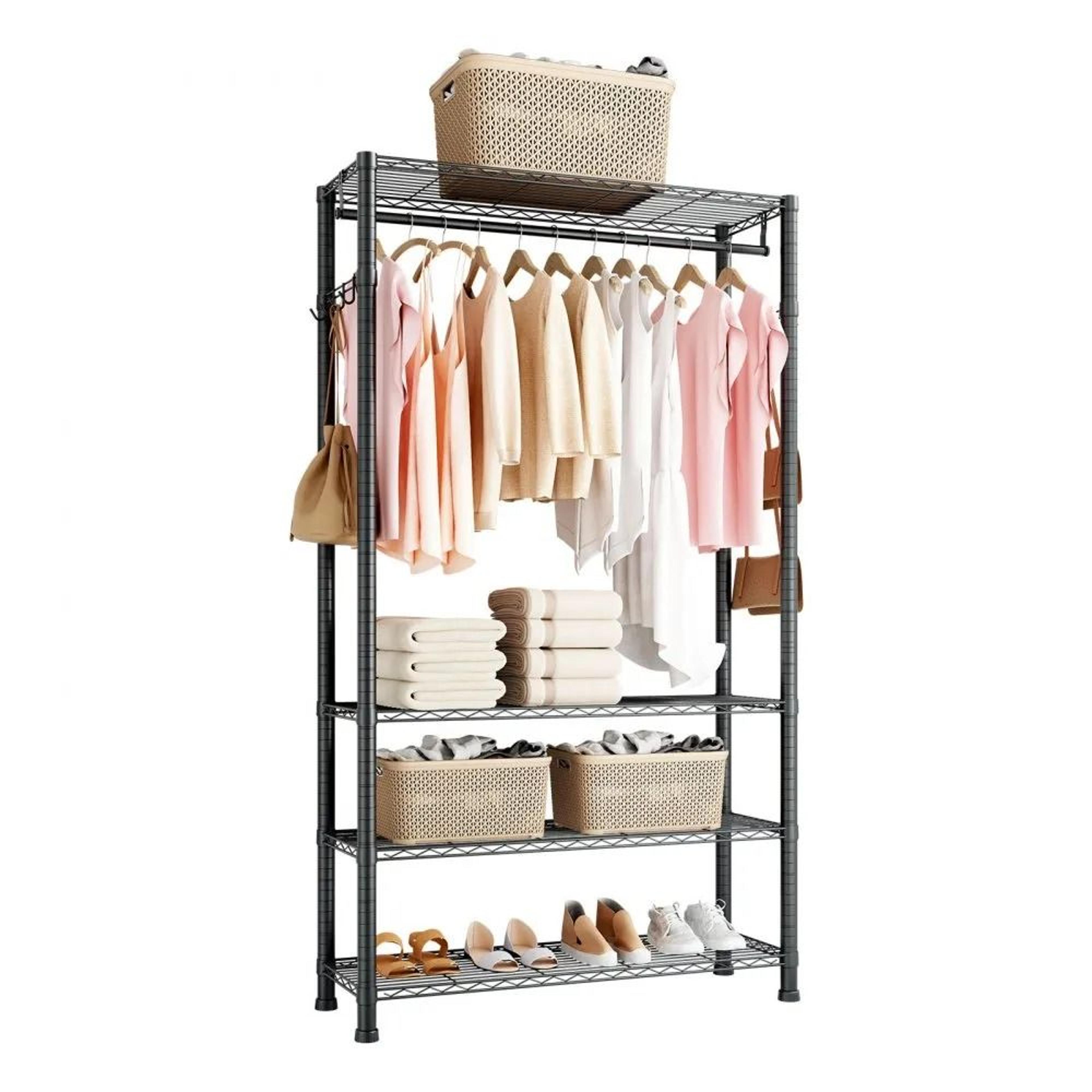 heavy duty clothing garment rack with 4 adjustable shelves 500 lbs capacity