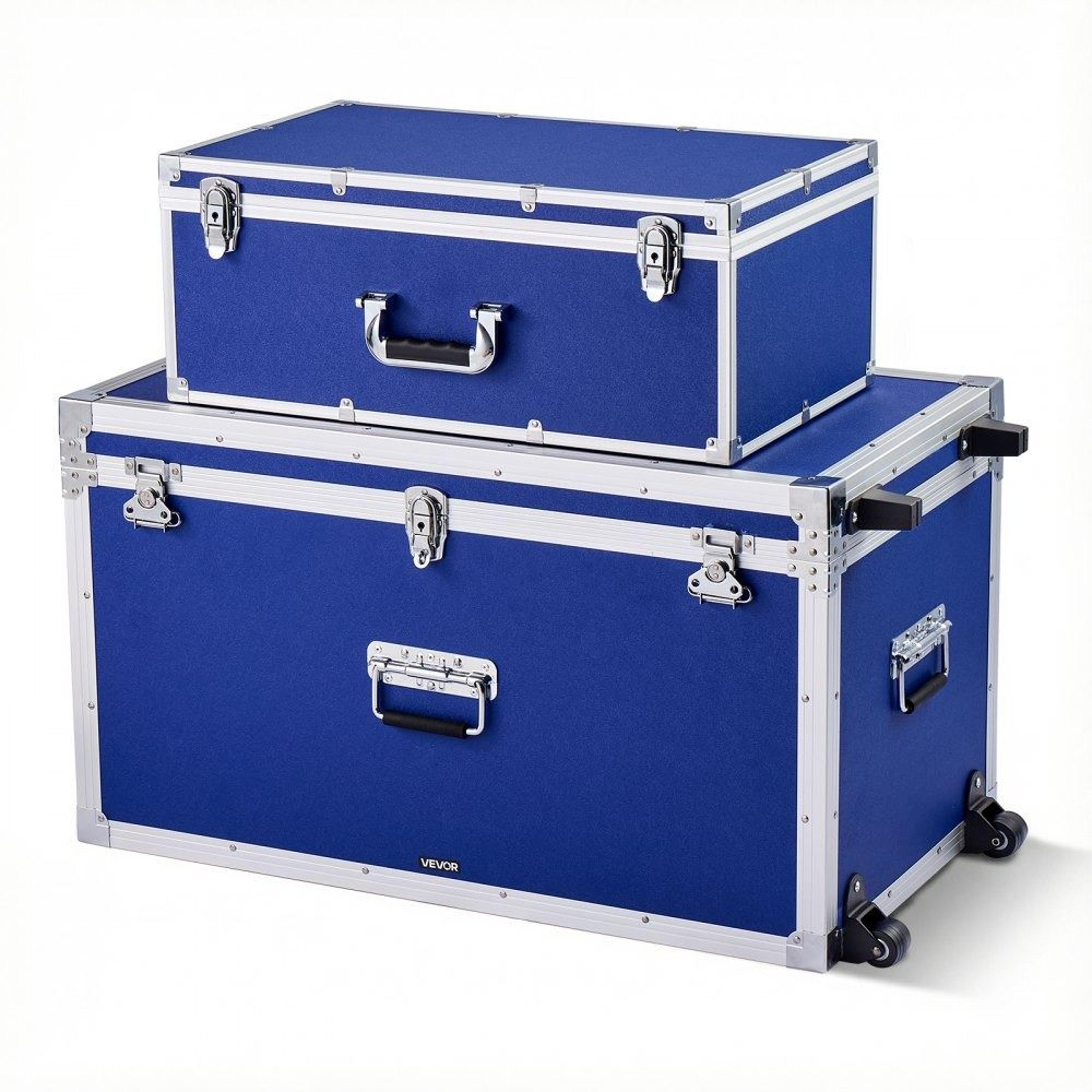 metal storage trunk set of 2 with locks and wheels
