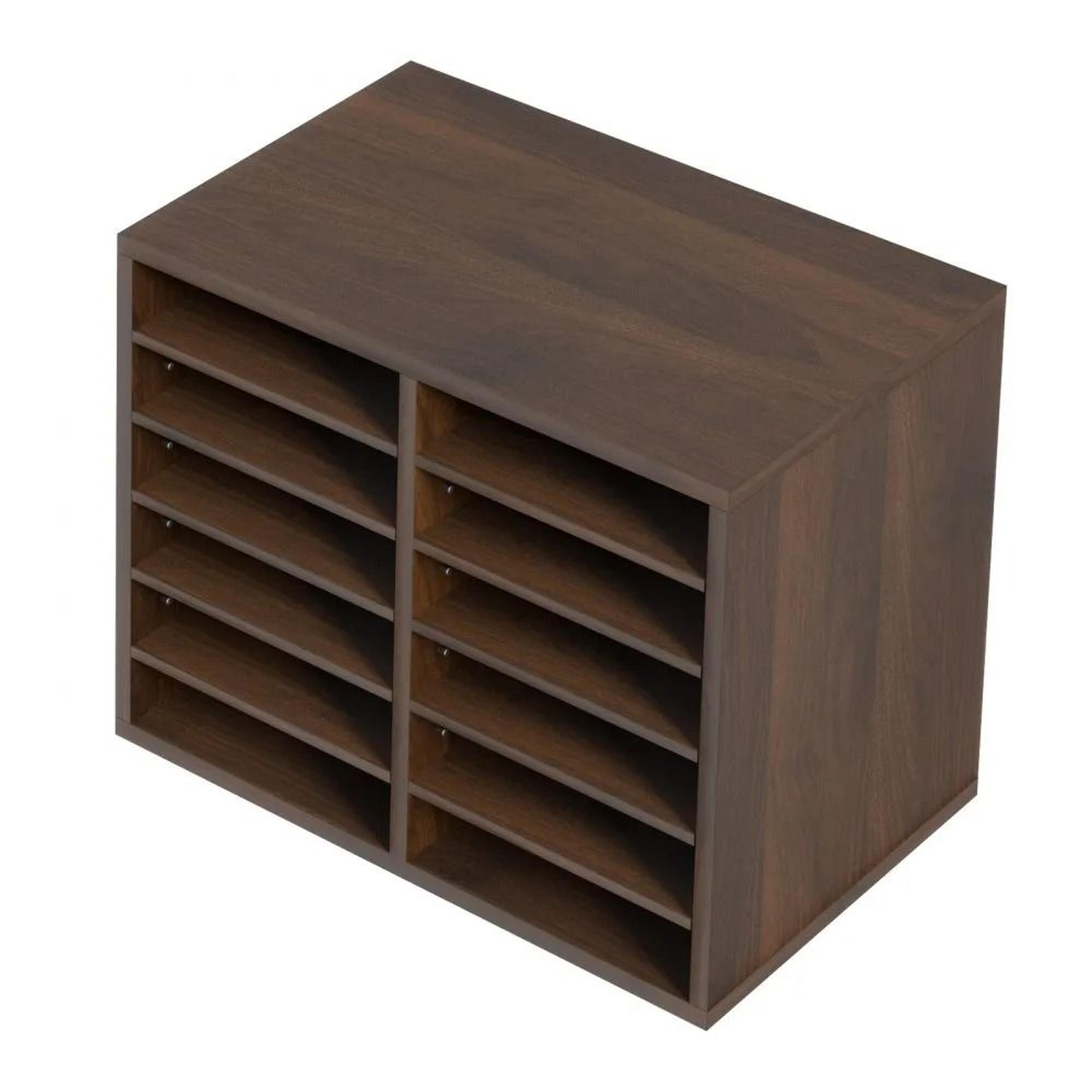 Literature Organizer 12 Compartments Wood File Sorter For Office And Classroom Storage 8
