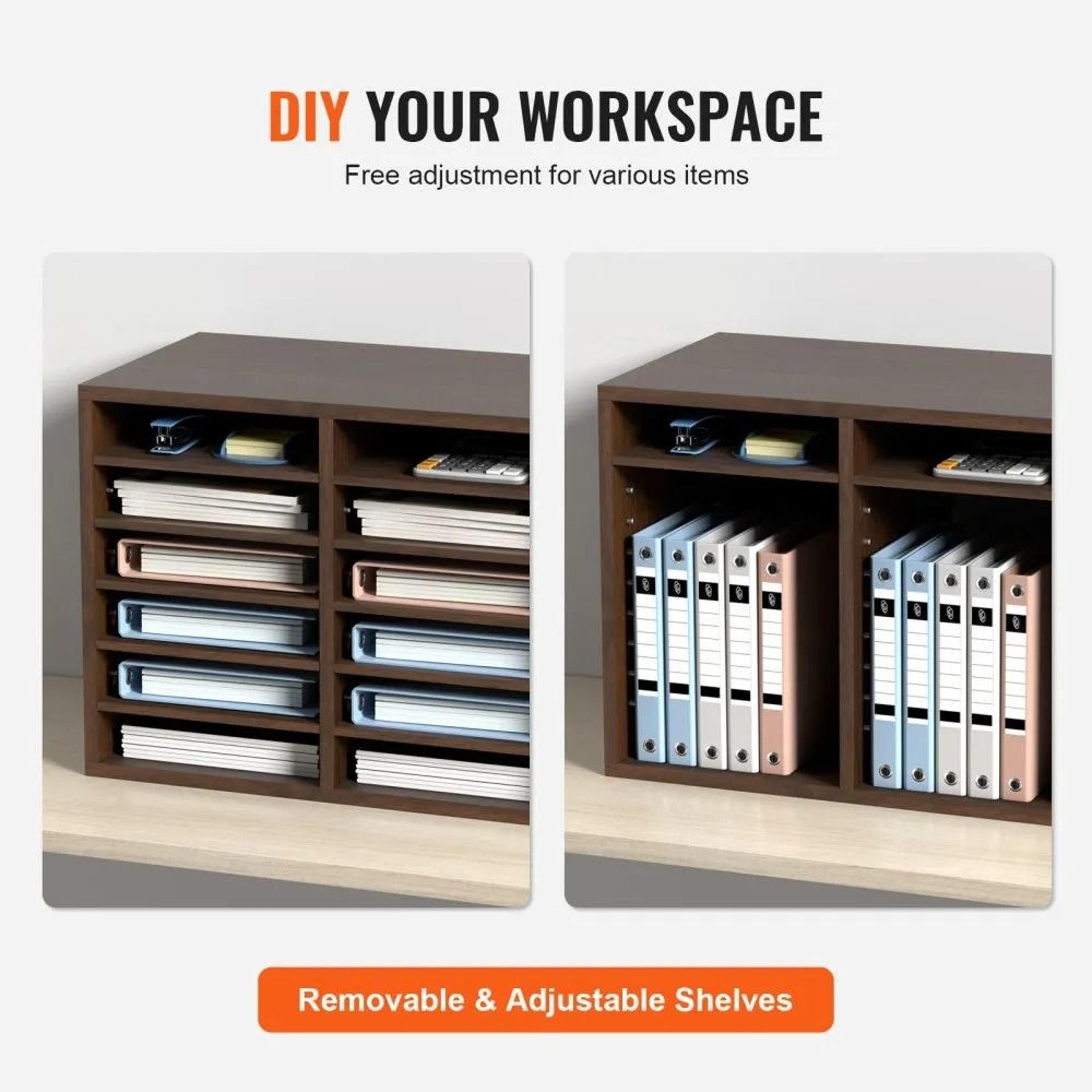 Literature Organizer 12 Compartments Wood File Sorter For Office And Classroom Storage 1