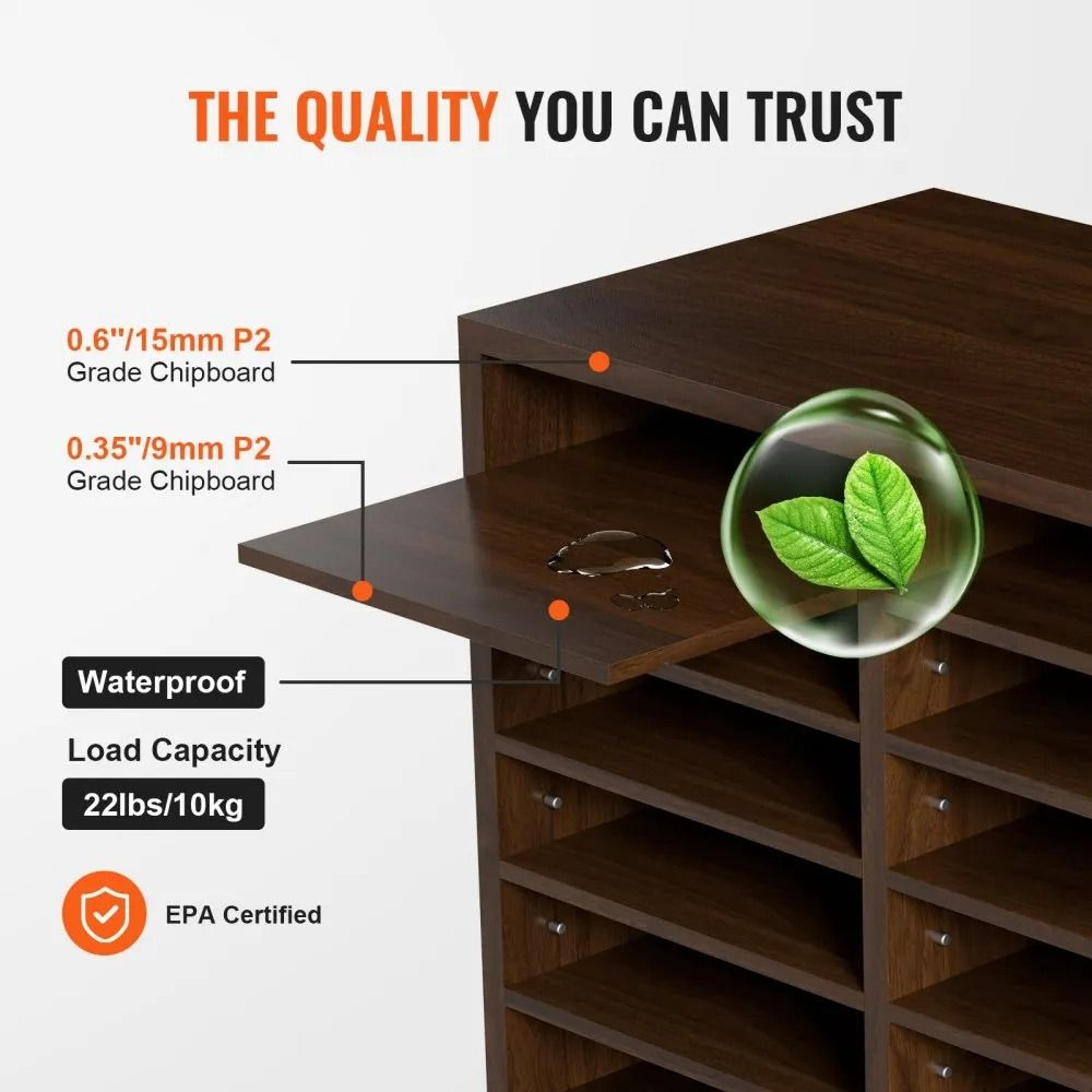Literature Organizer 12 Compartments Wood File Sorter For Office And Classroom Storage 3