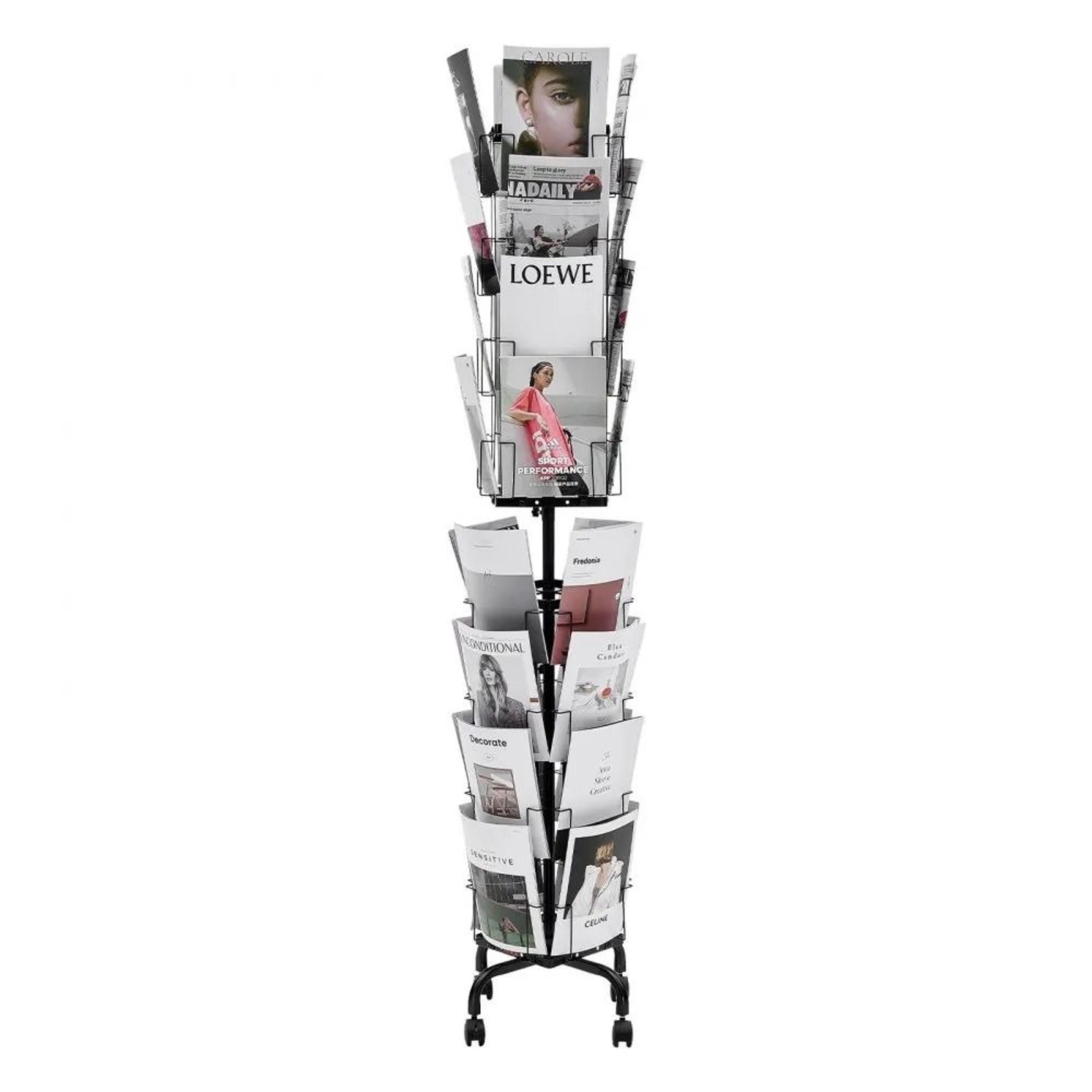 32 pocket rotating greeting cards display rack with wheels