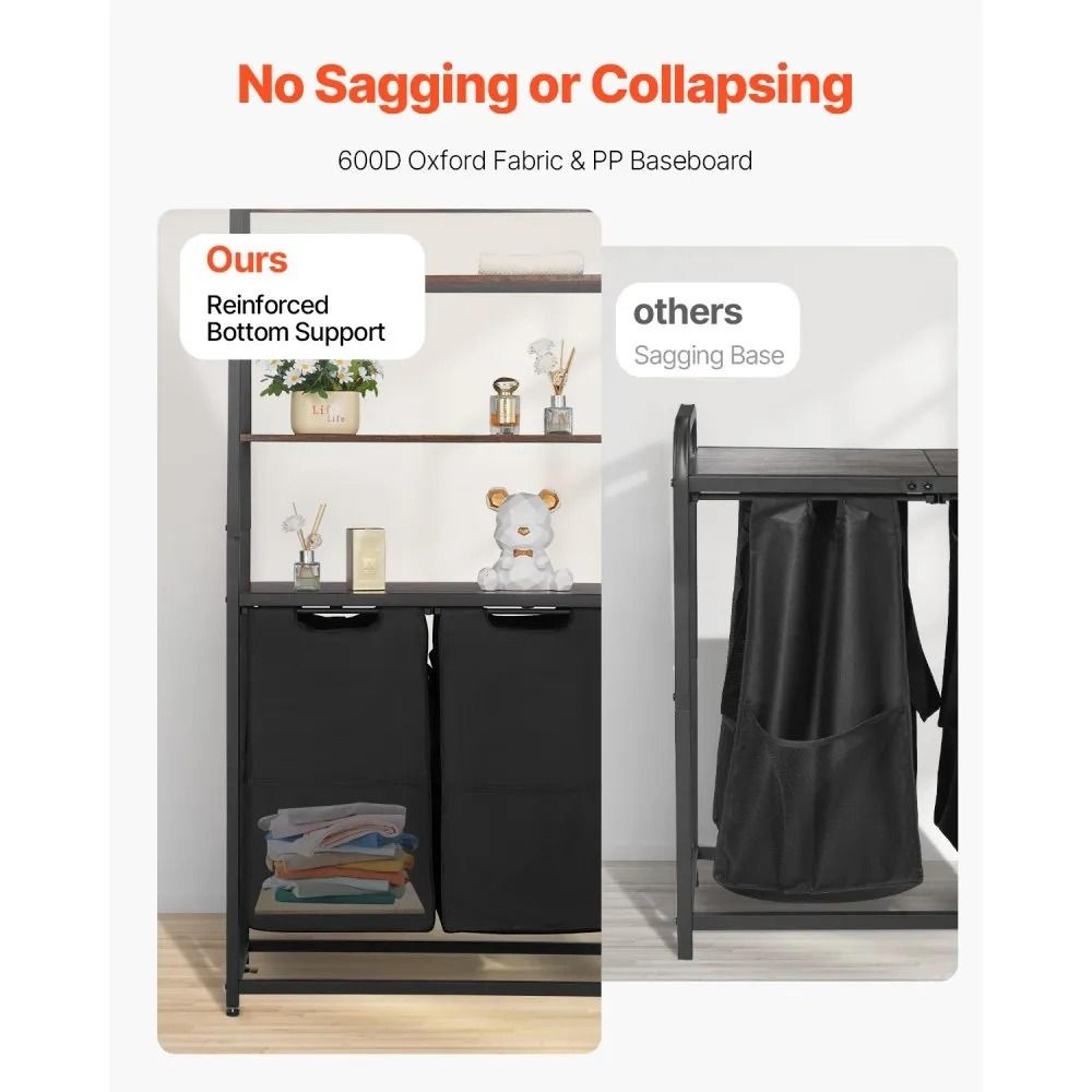 4 Tier Laundry Sorter With Shelves Tall Hamper Organizer With Hooks 3