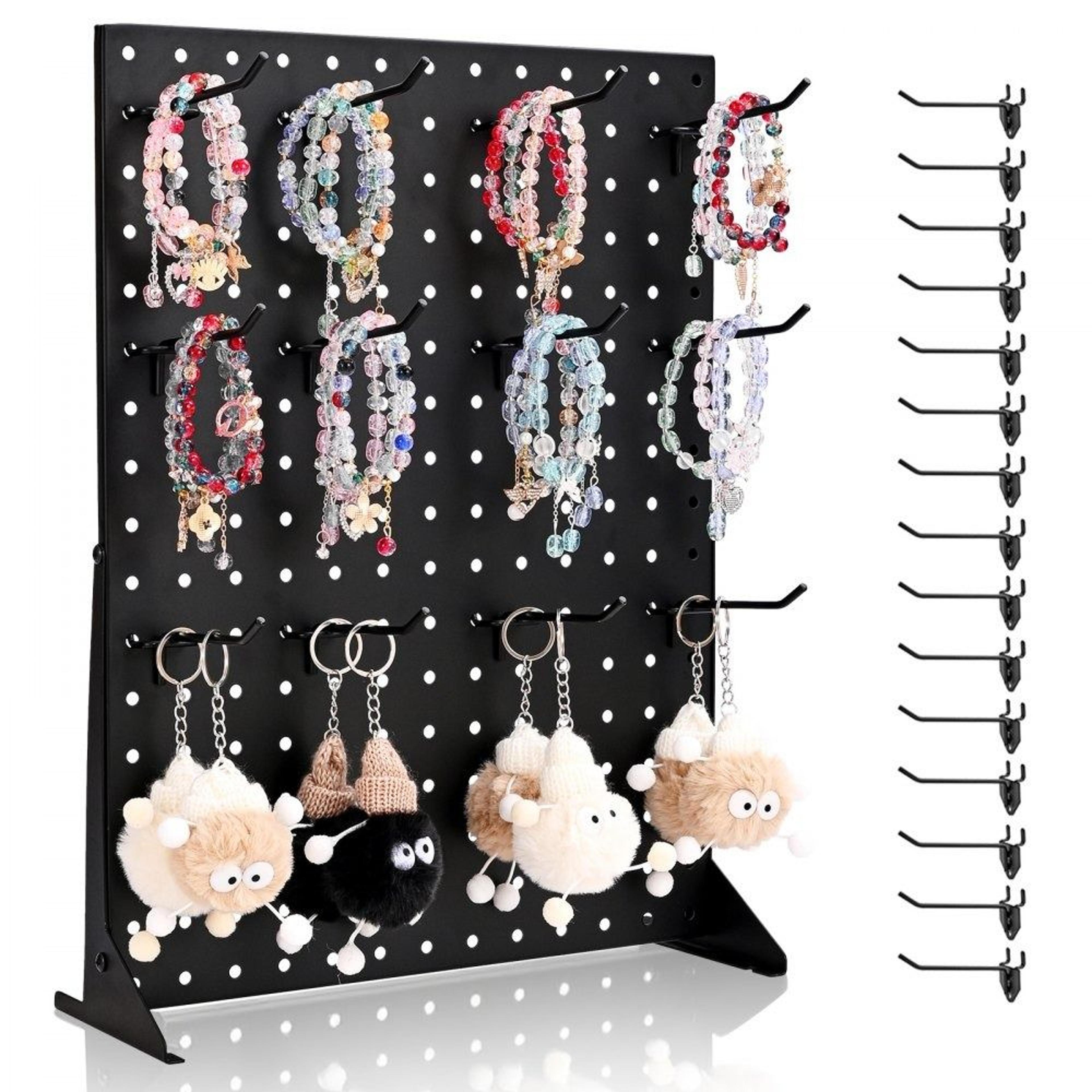 tabletop pegboard display stand with 15 hooks for retail and tool organization