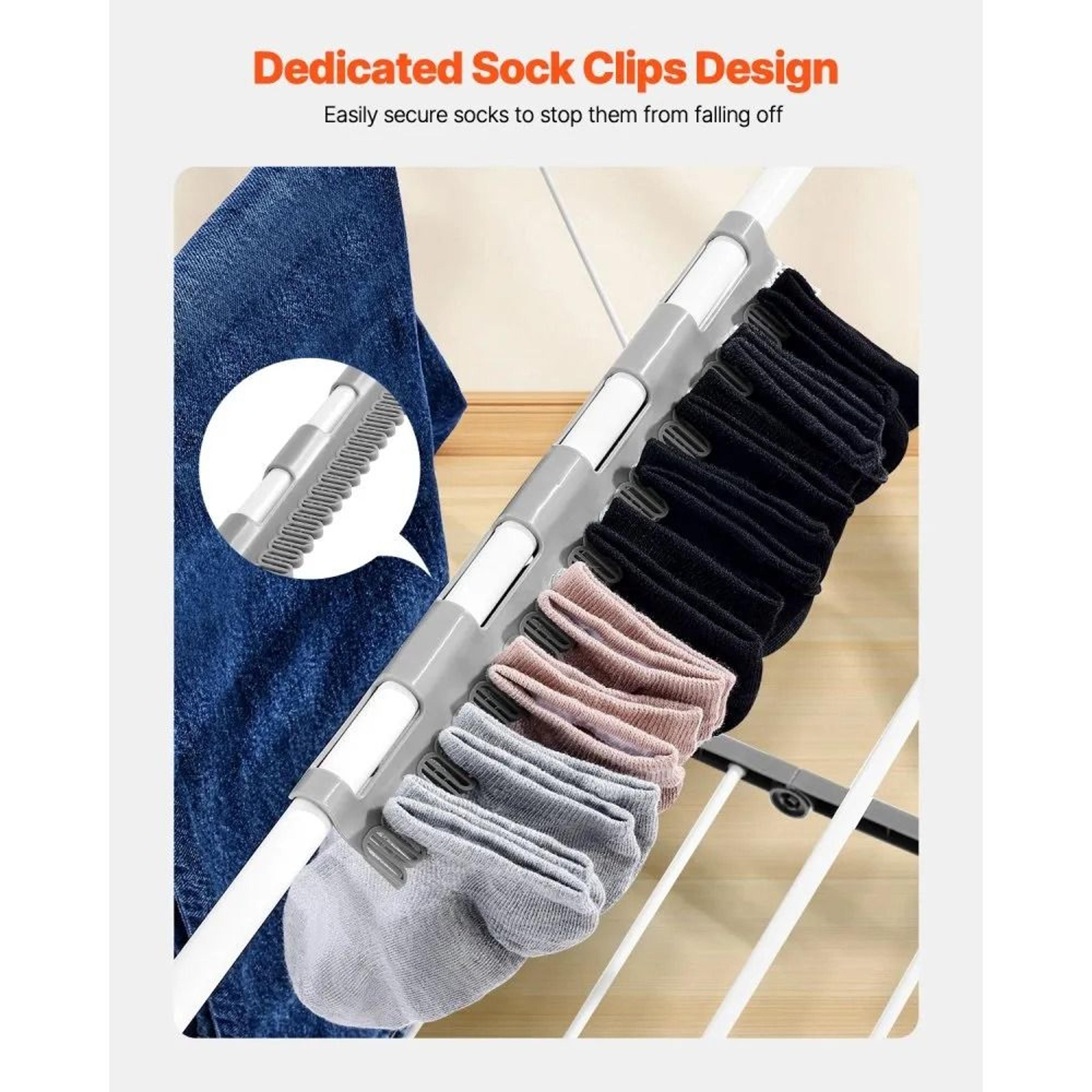 2 Tier Foldable Clothes Drying Rack With Sock Clips Adjustable Laundry Dryer Rack 3