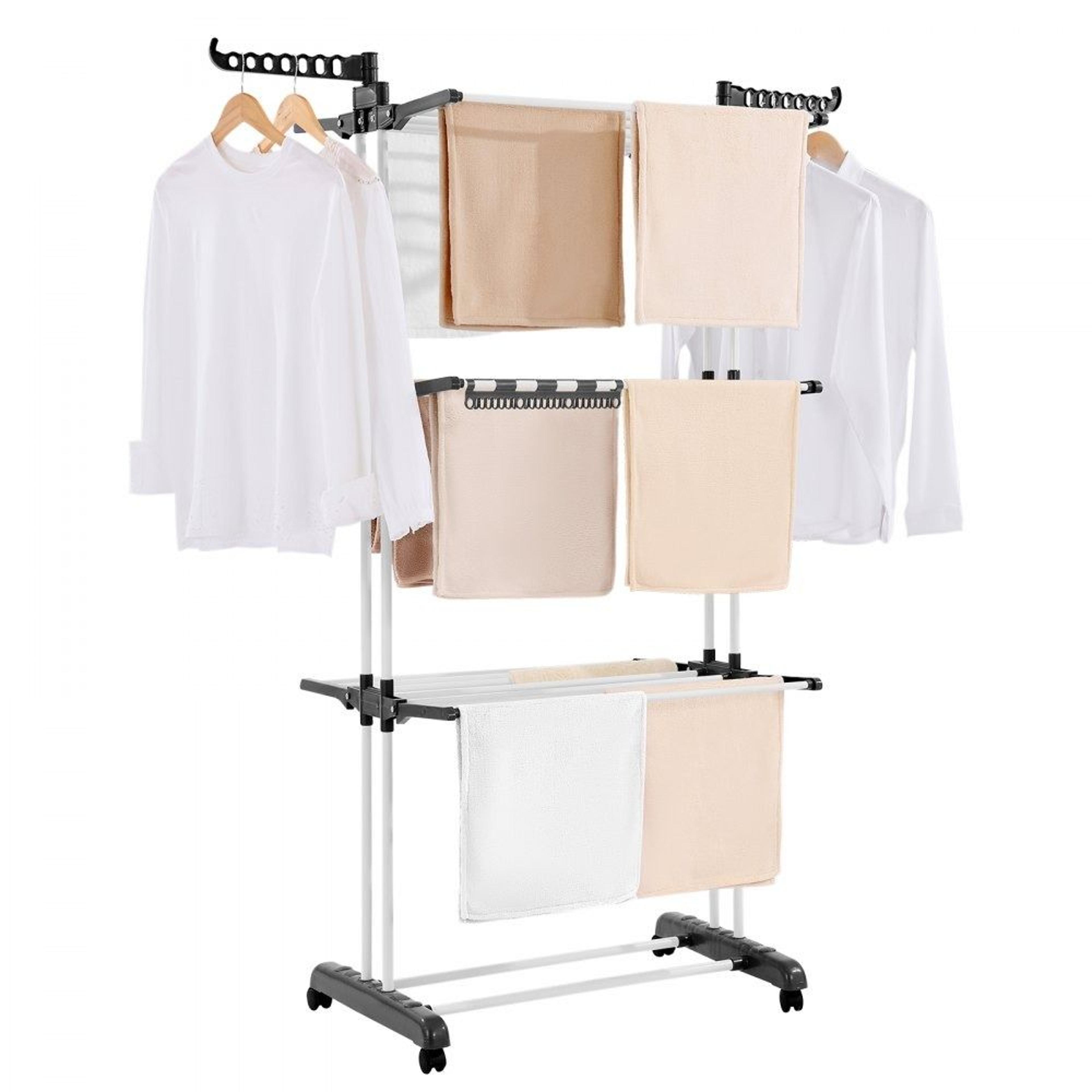 4 tier foldable drying rack with 24 rods portable laundry dryer