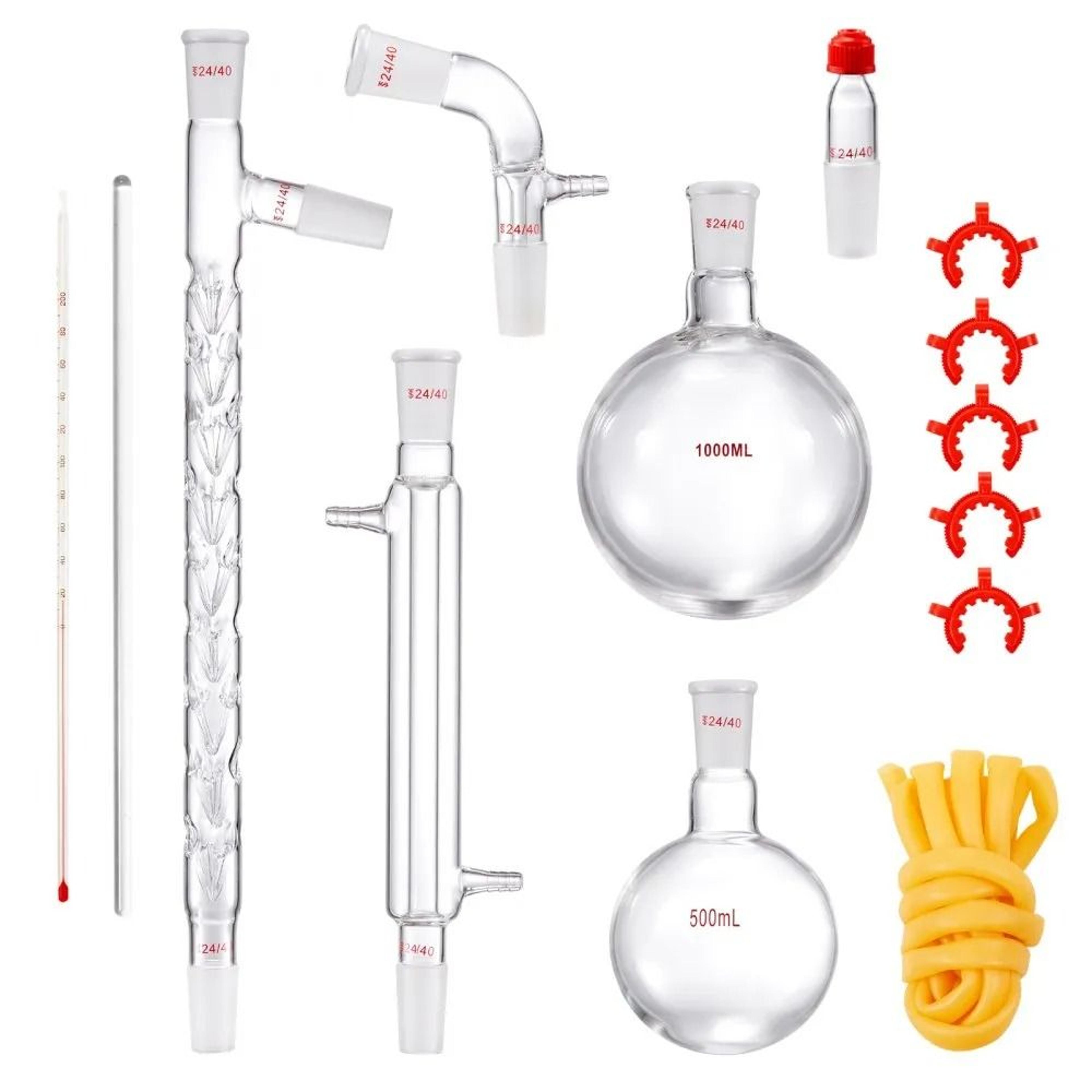 lab distillation kit 1000ml borosilicate glassware essential oil distillation apparatus