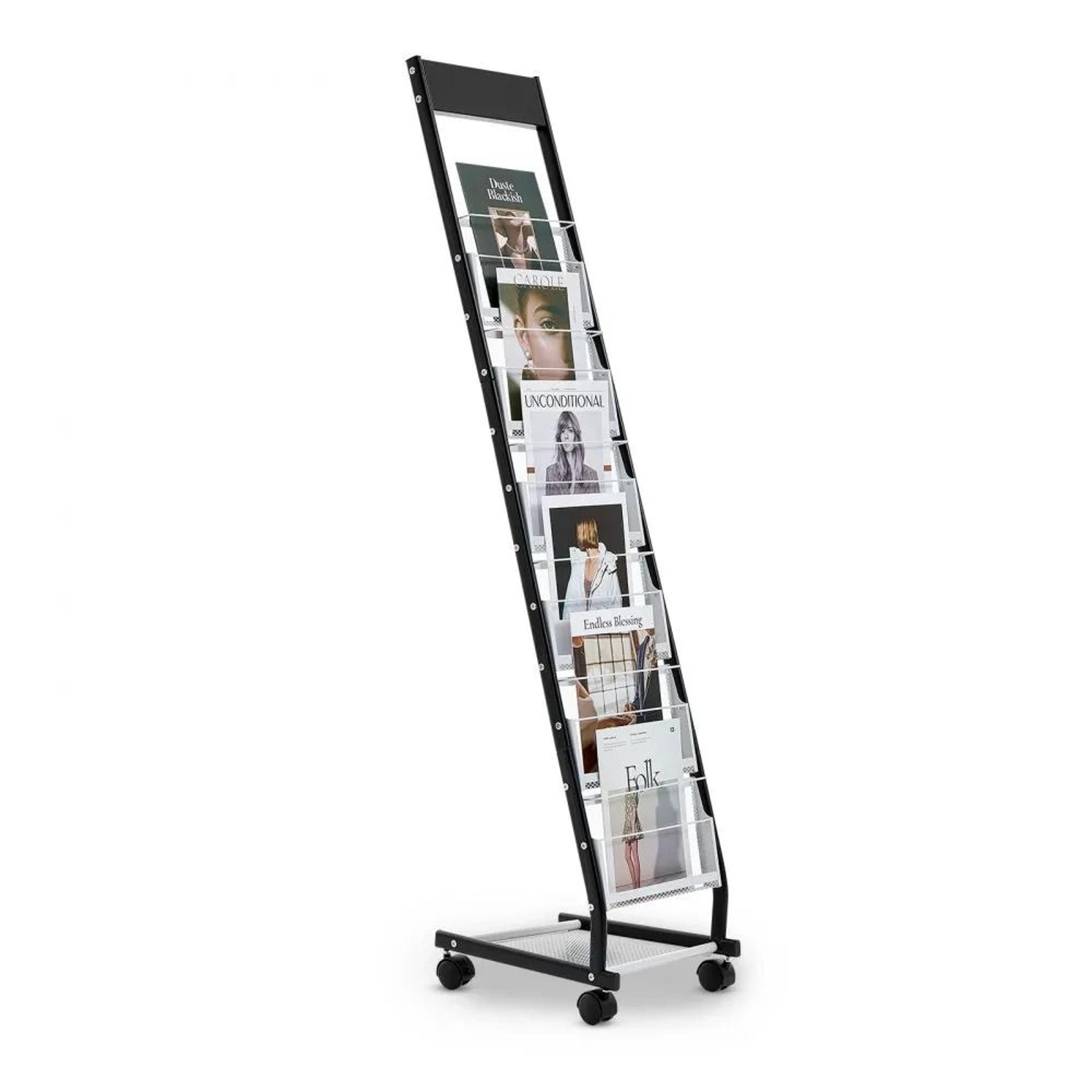6 tier brochure display rack with wheels magazine display stand