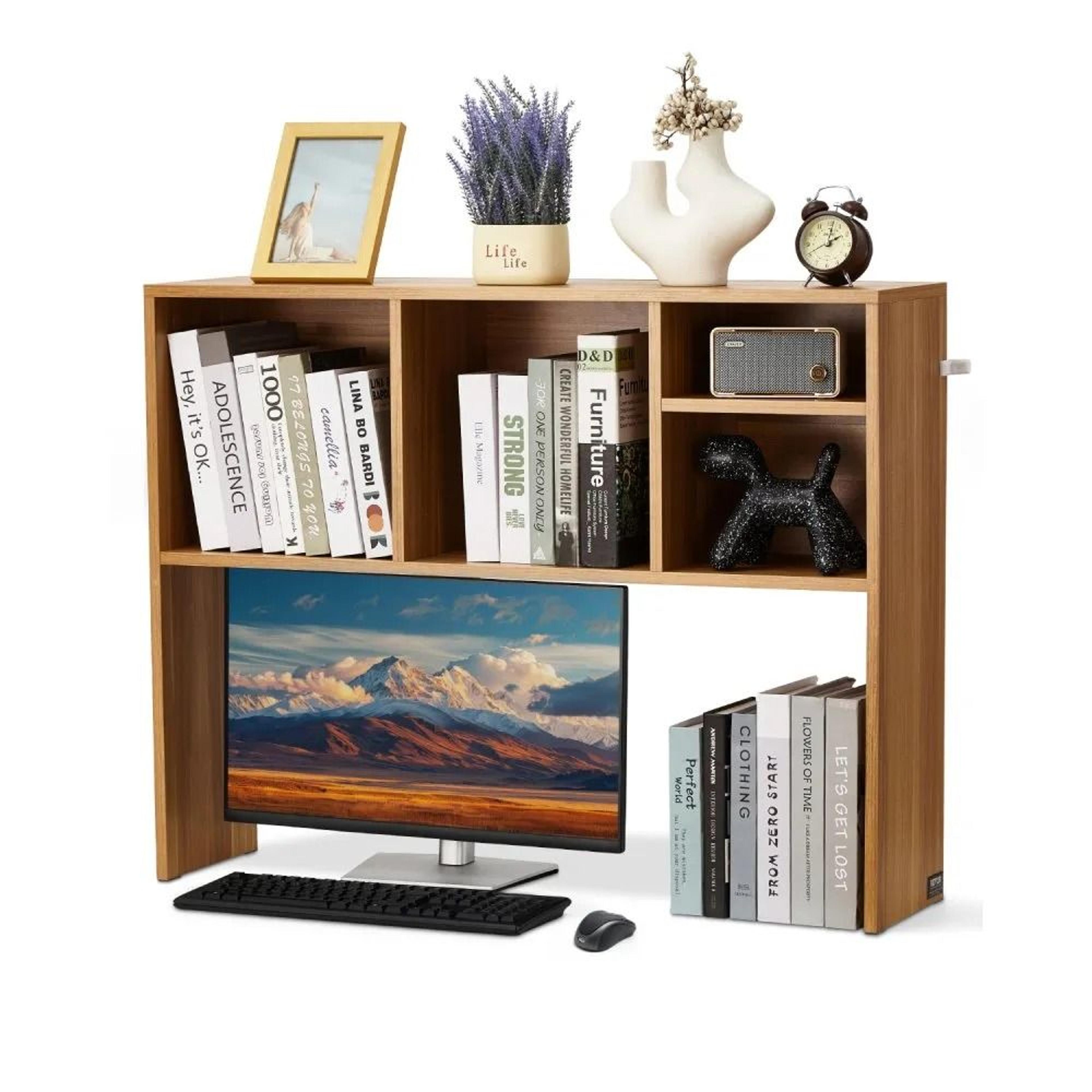 desktop bookshelf wood storage organizer for office home desk