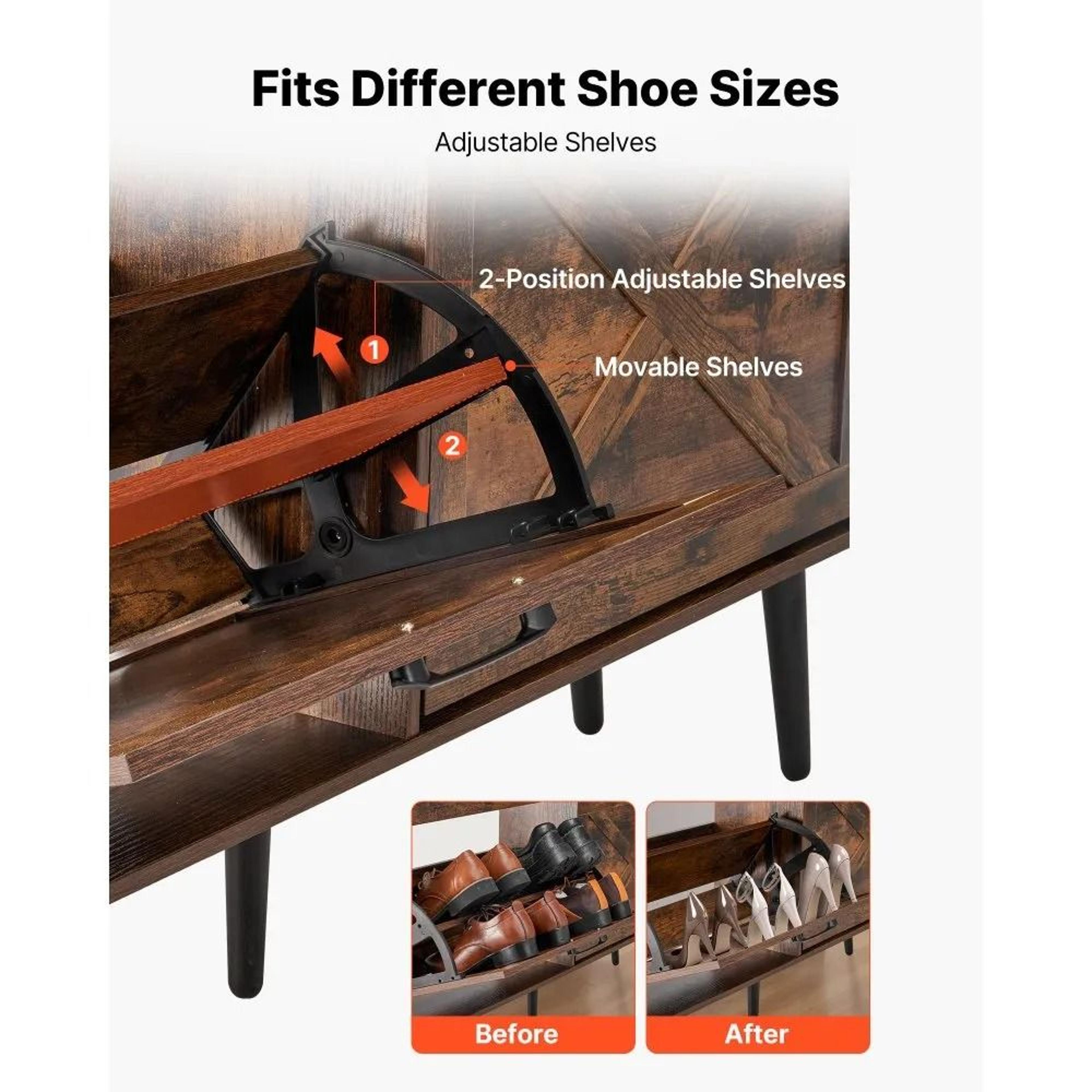 Farmhouse Shoe Cabinet With 4 Flip Drawers Space Saving Shoe Storage Organizer 4