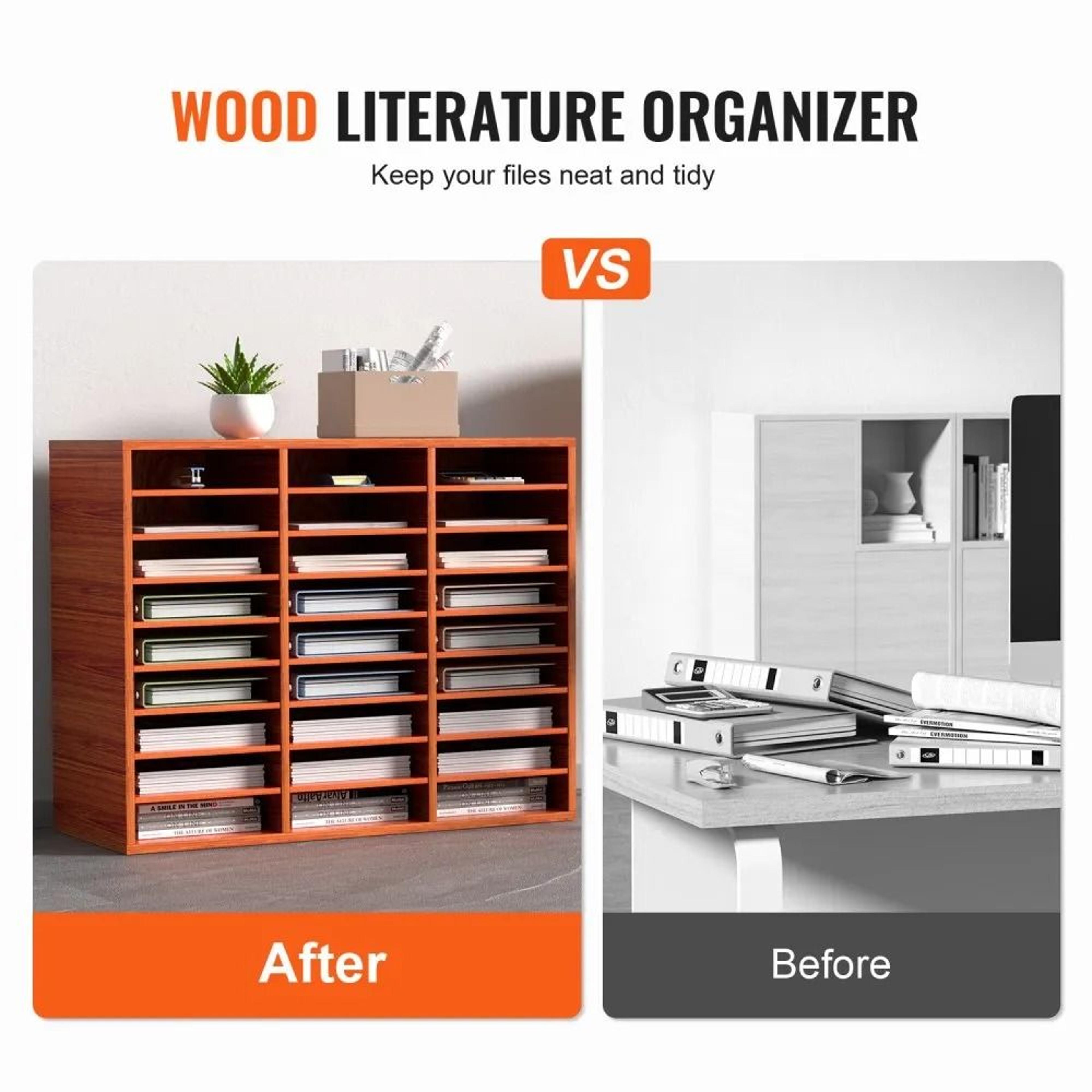 27 Slot Wood Literature Organizer File Organizer With Adjustable Shelves For Office Documents And P 4