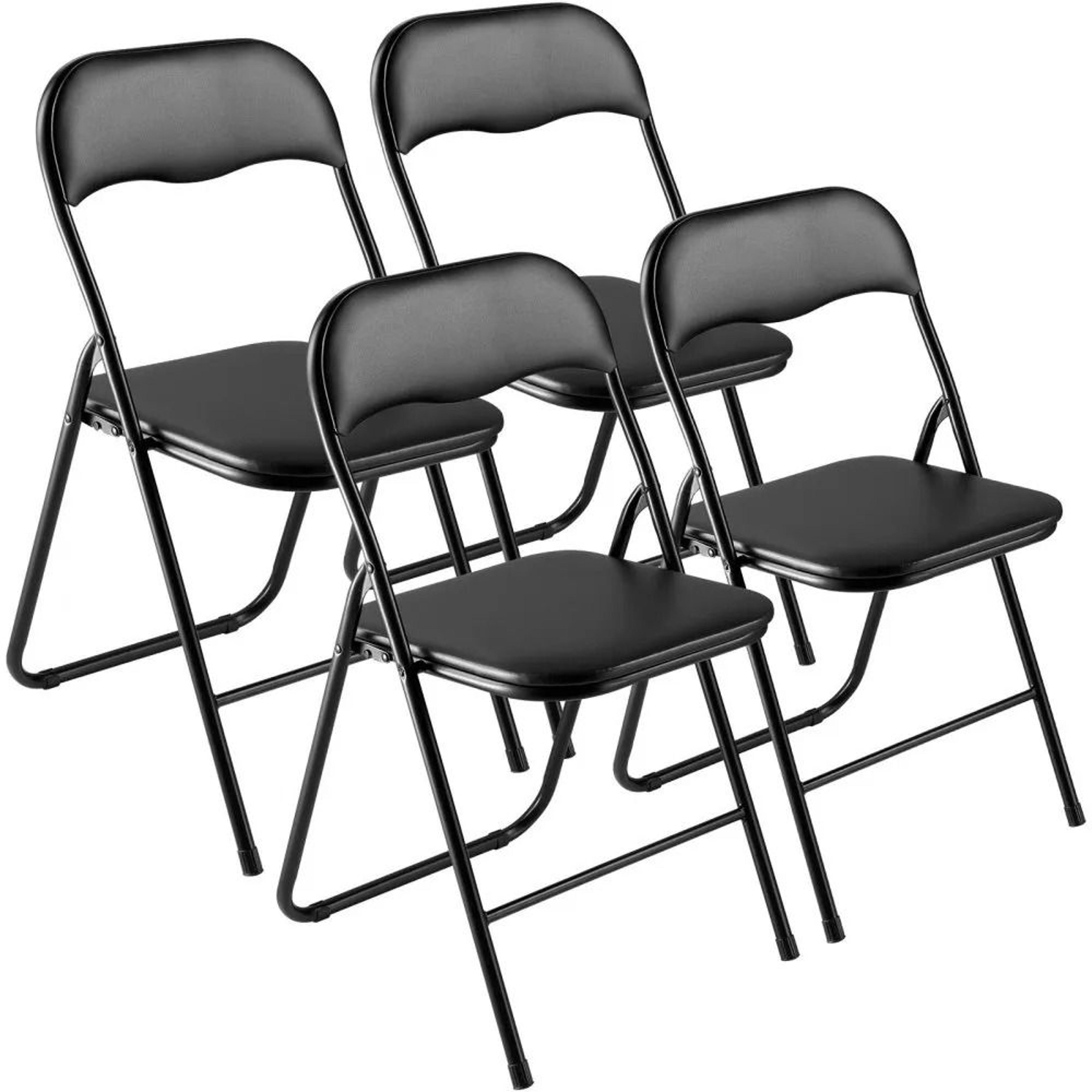4 pack leather folding chairs with padded cushion heavy duty frame