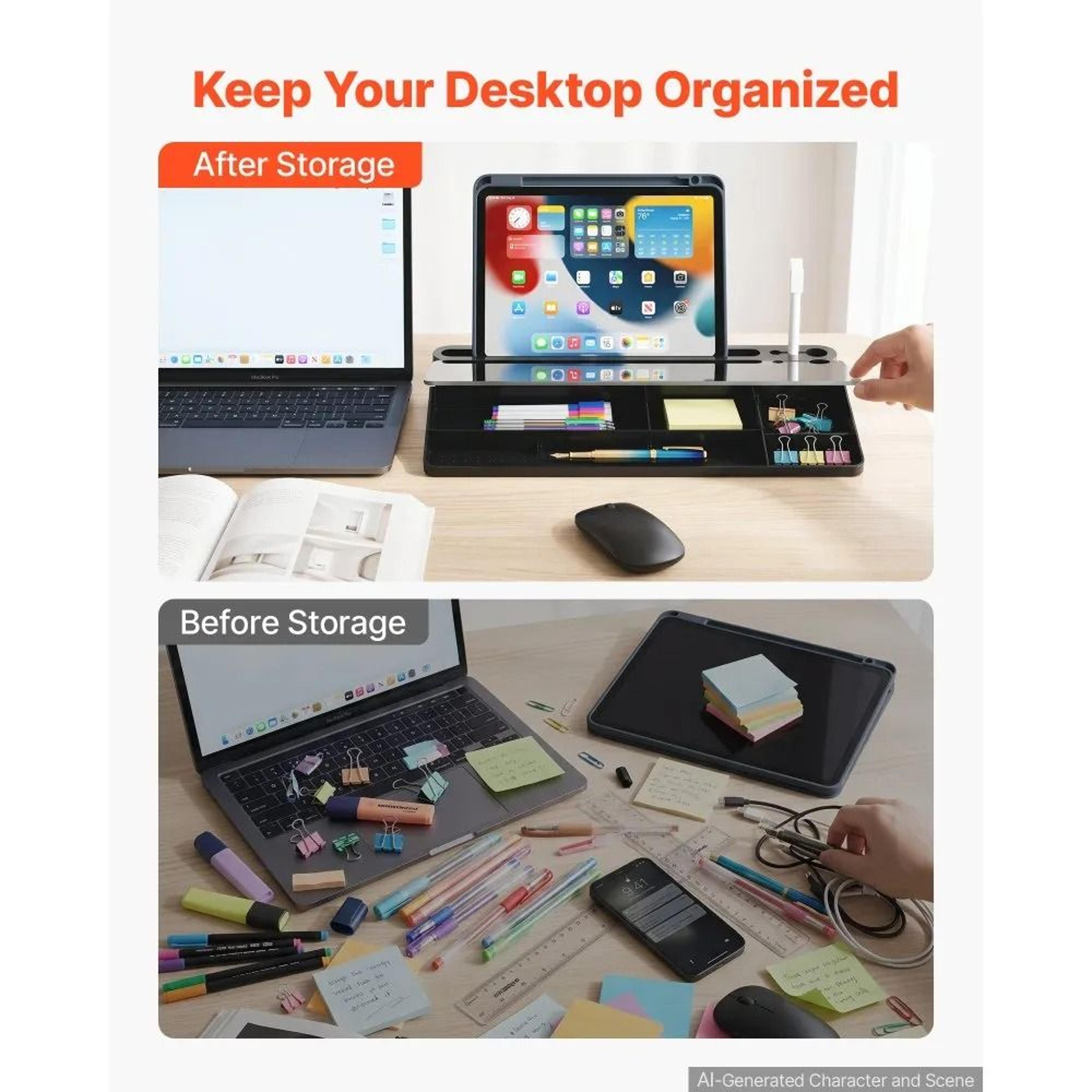 Desktop Glass Whiteboard With Storage Desk Organizer For Office And Study 4