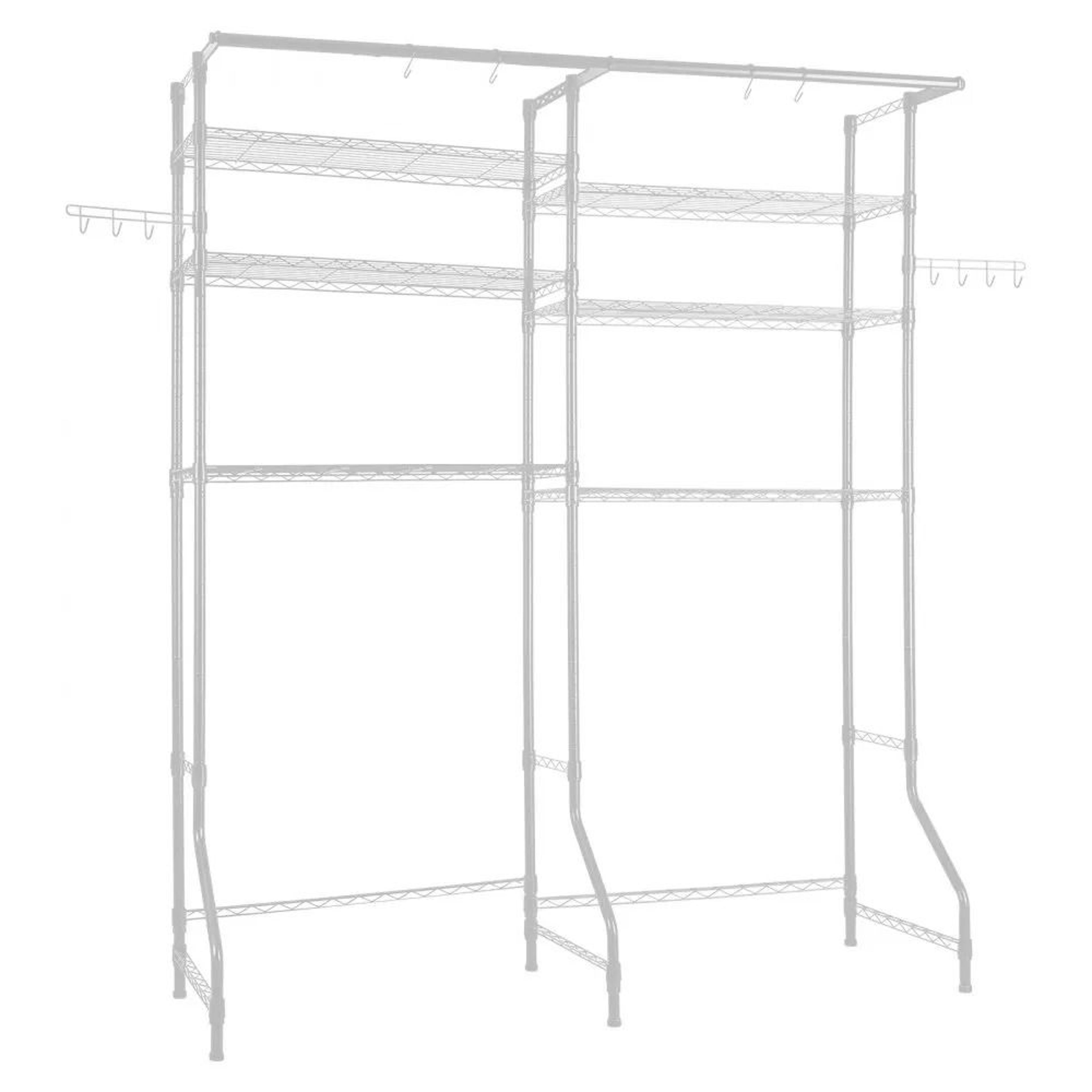 Over Washer And Dryer Storage Shelf 6 Tier Laundry Room Organizer With Hanging Rod 8