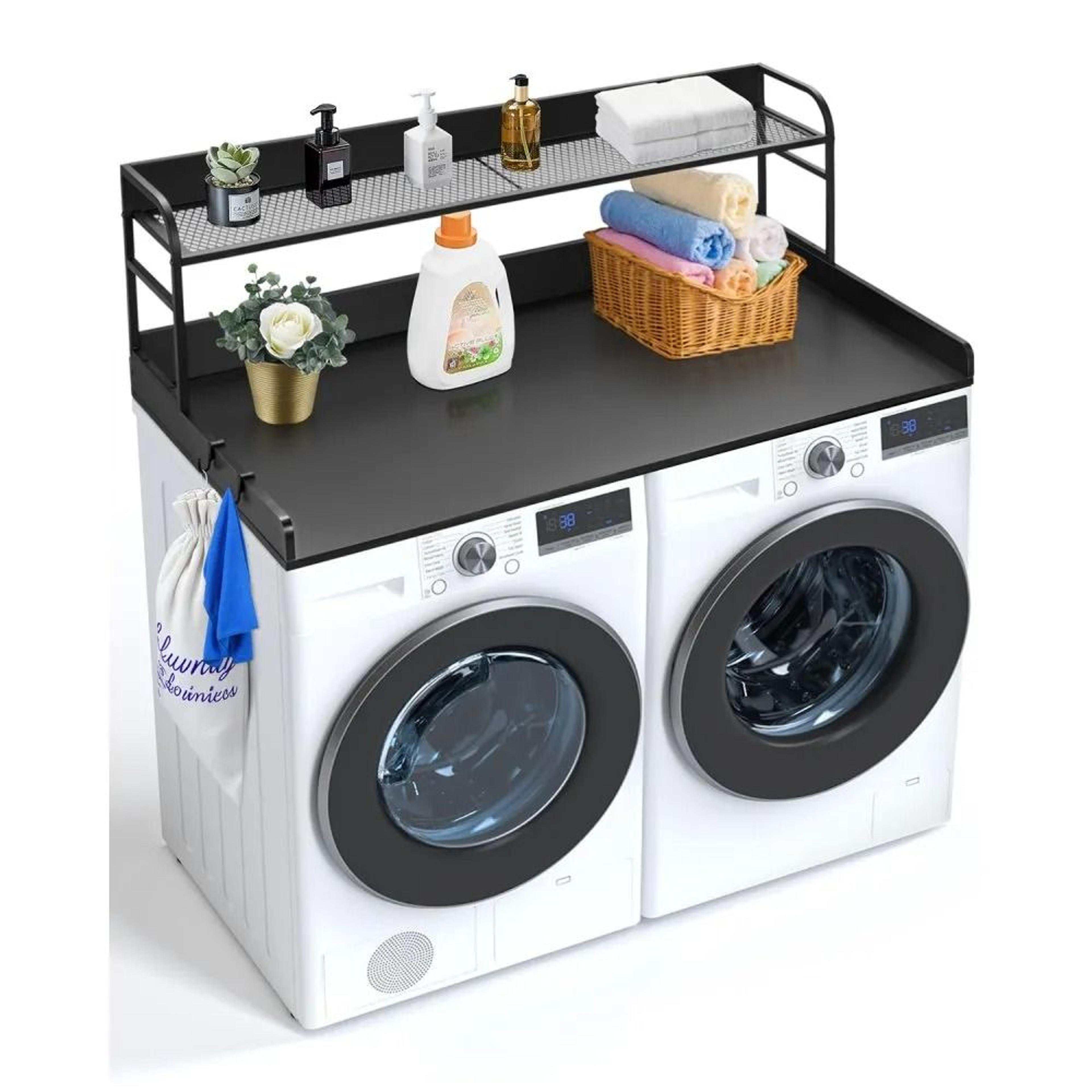washer dryer countertop with shelf 54 inch wooden laundry room organizer black