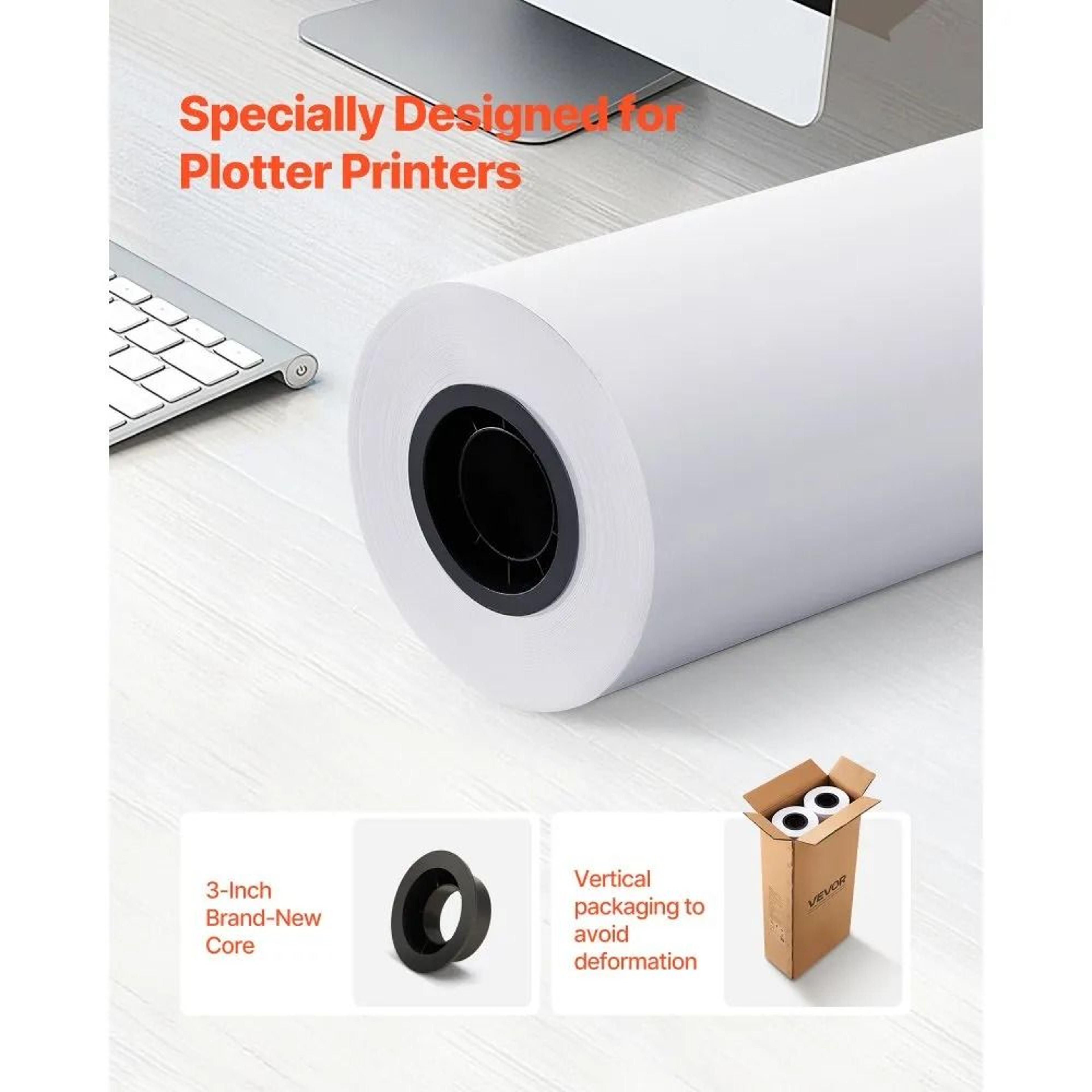 30 Inch Plotter Paper Roll 500 Ft CAD Bond Paper 2 Pack 3