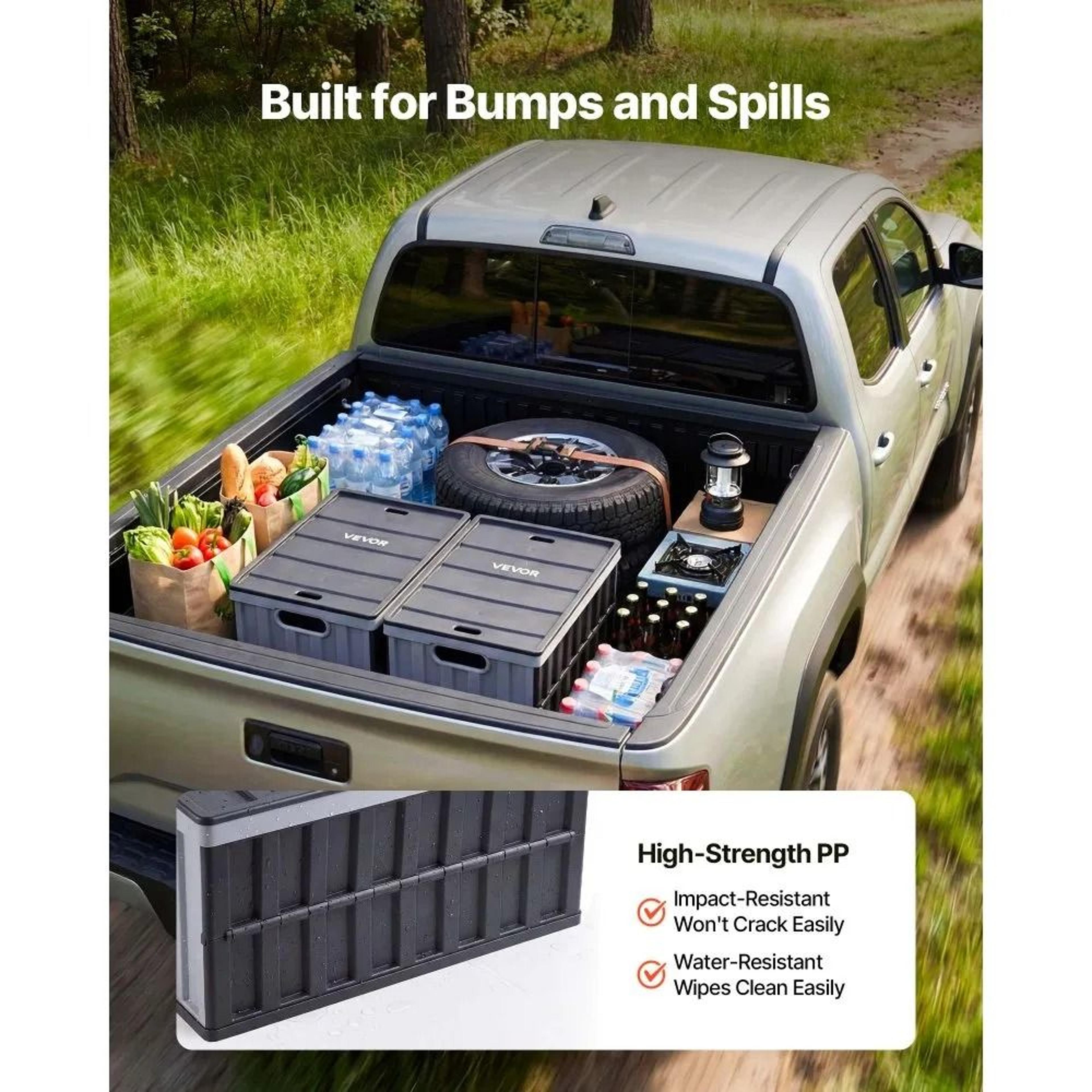 65L Collapsible Storage Bins With Lids Stackable Folding Crates 2