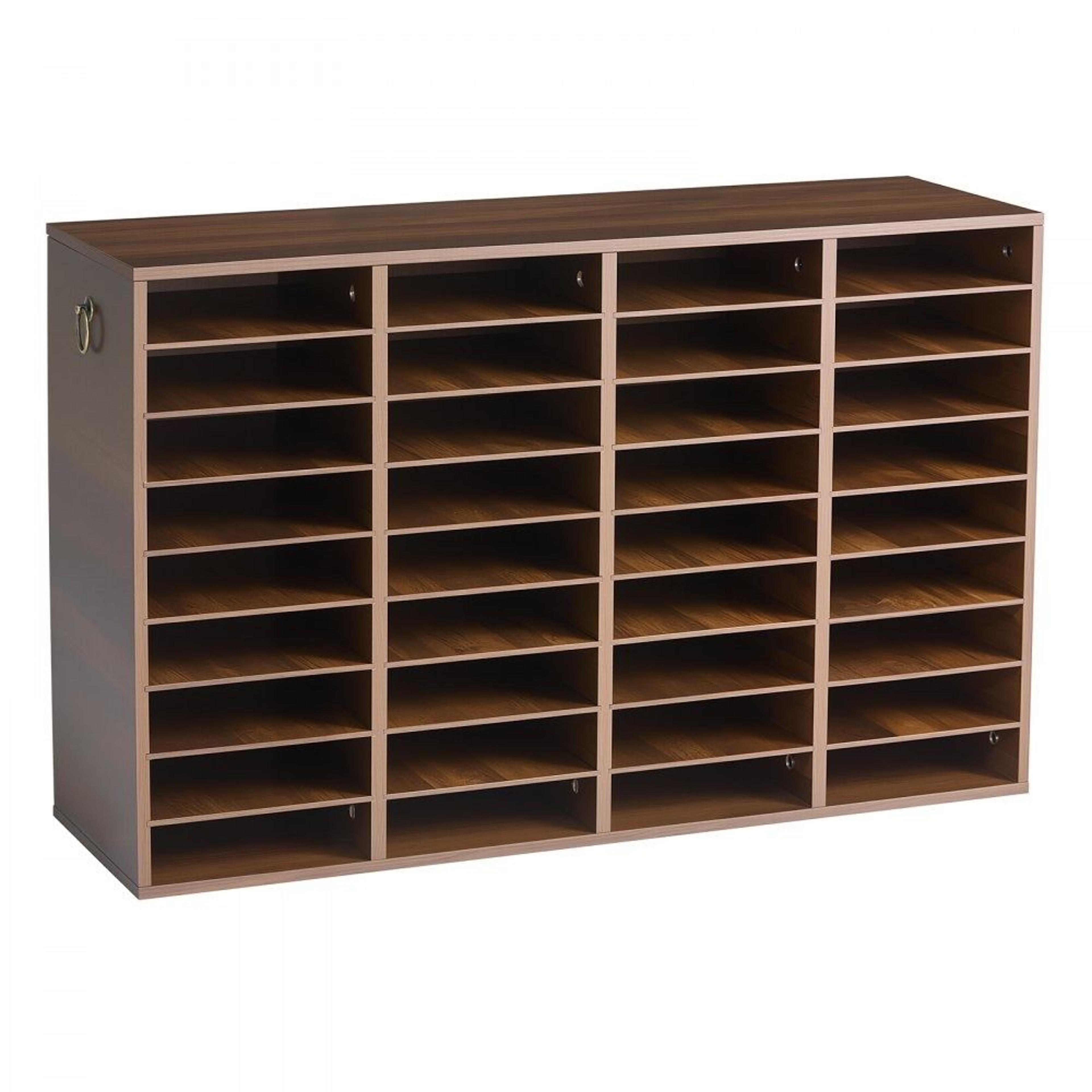 wood literature organizer 36 compartments file sorter with adjustable shelves