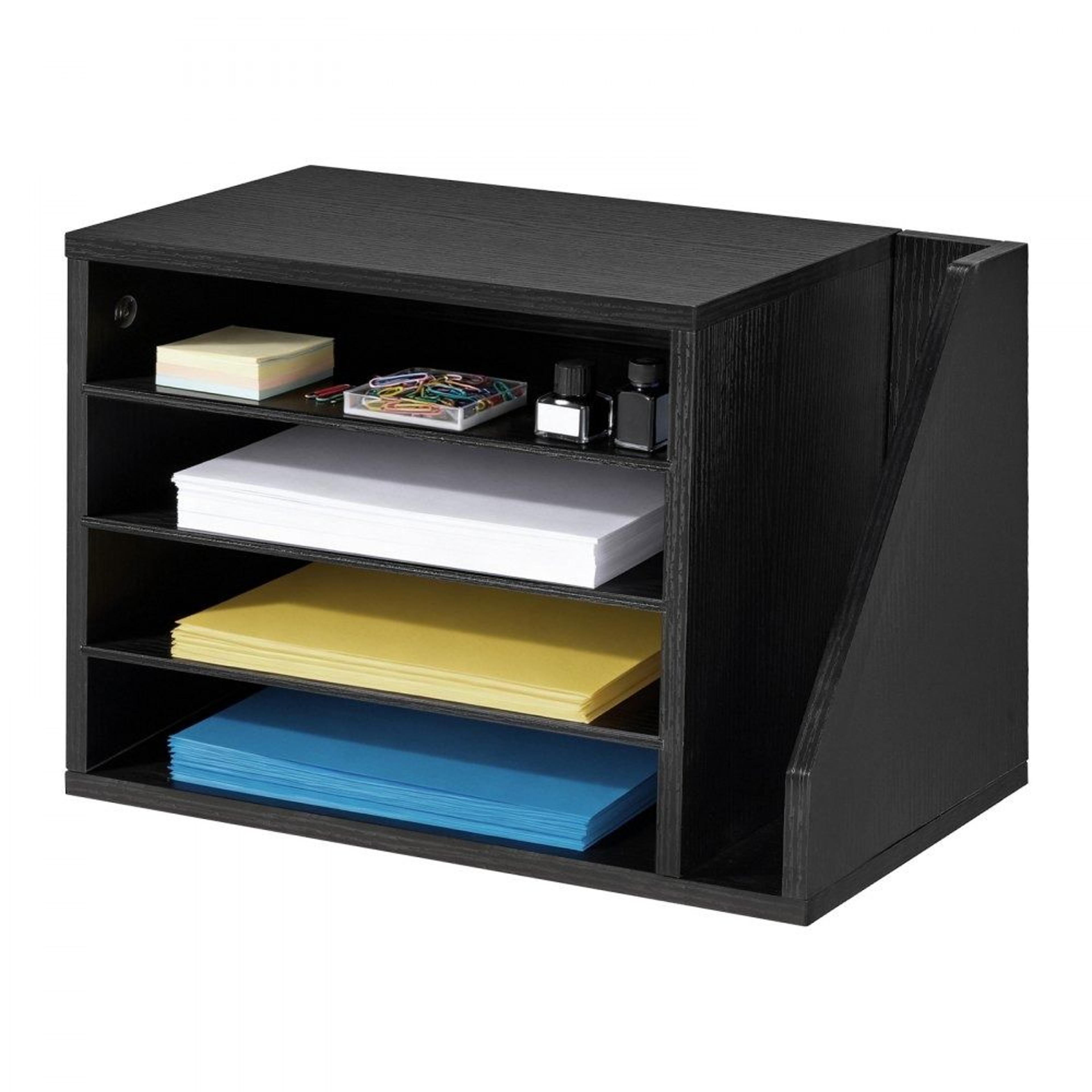 literature organizer 4 tier file organizer with side storage desk sorter