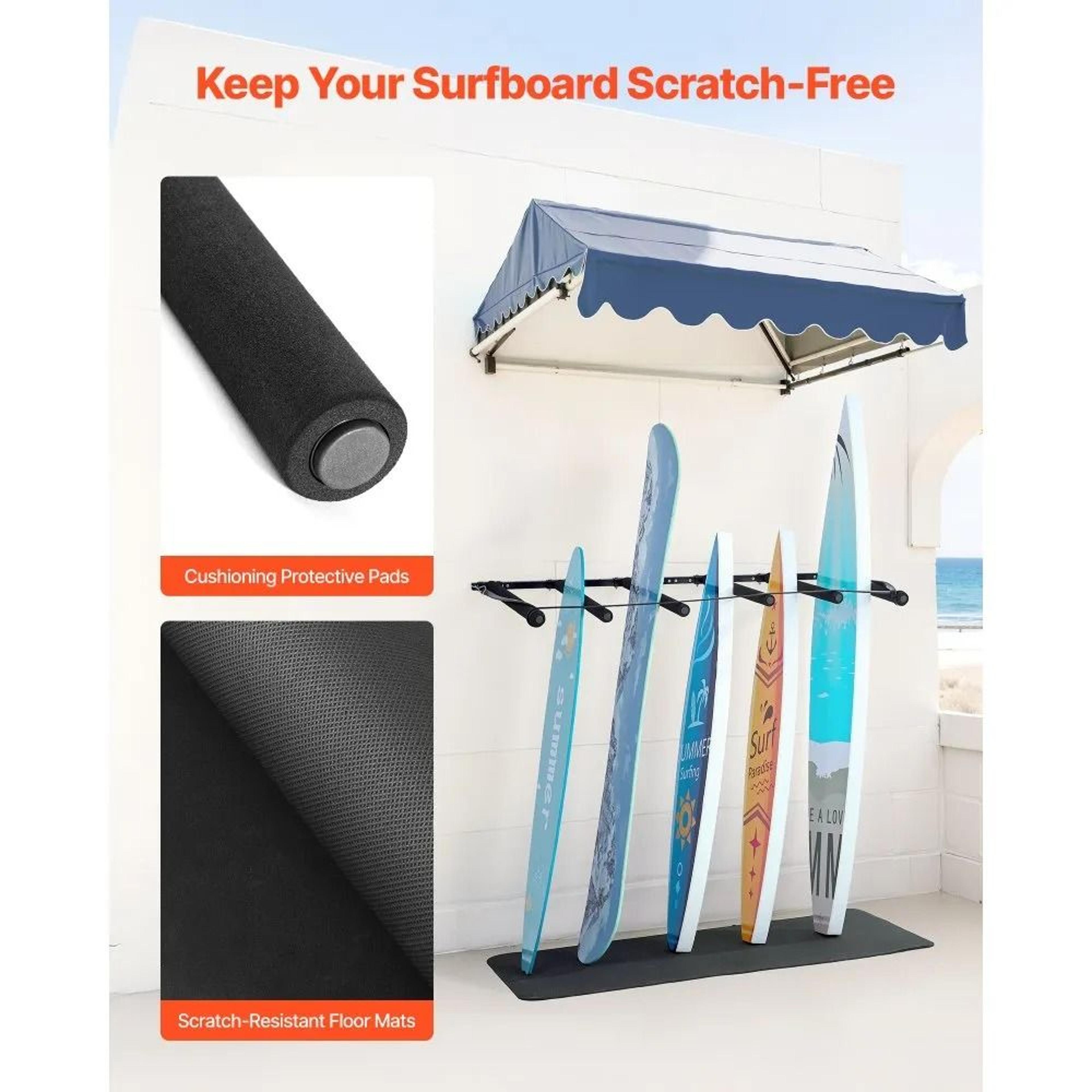 5 Tier Surfboard Wall Mount Rack For Board Storage And Display 2