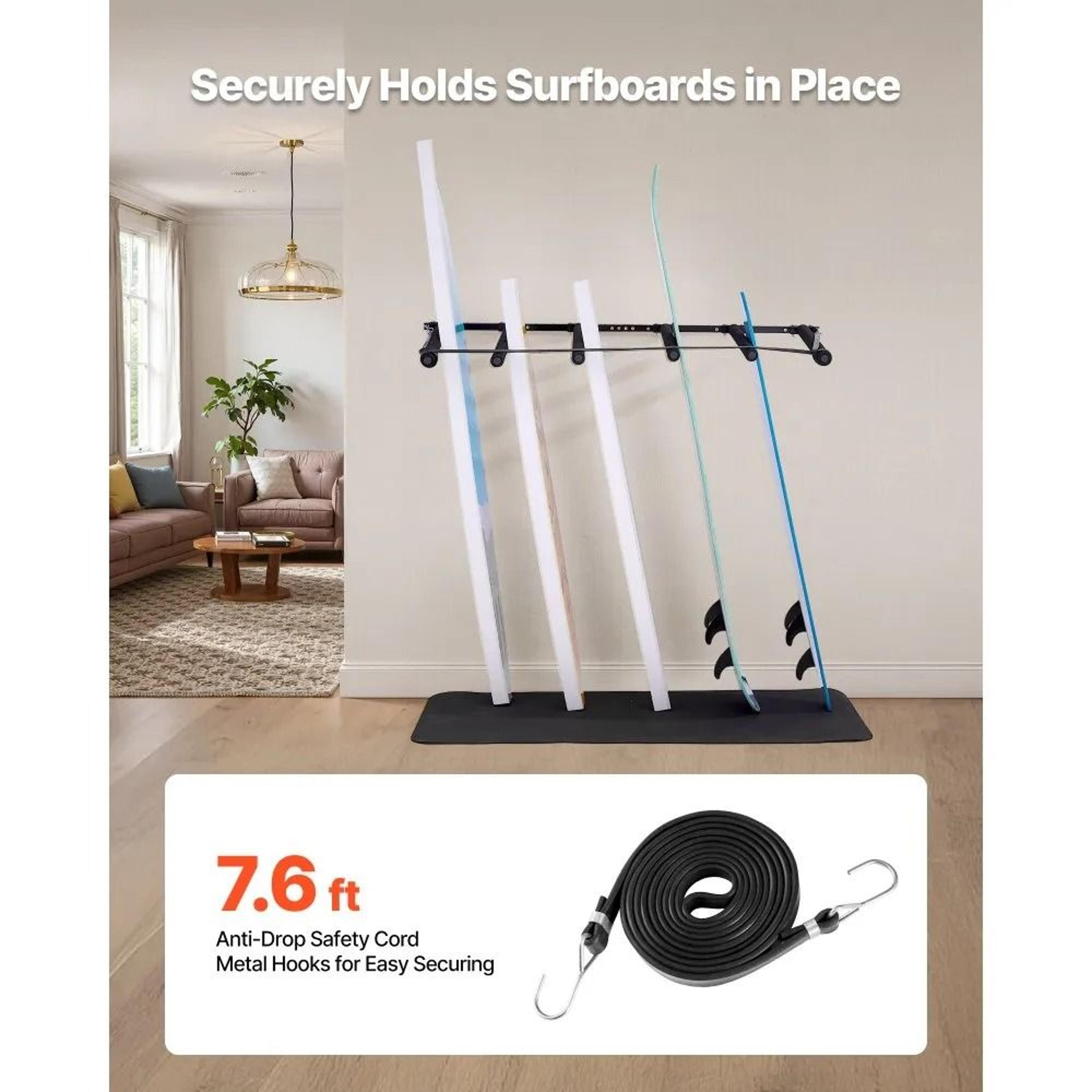 5 Tier Surfboard Wall Mount Rack For Board Storage And Display 3