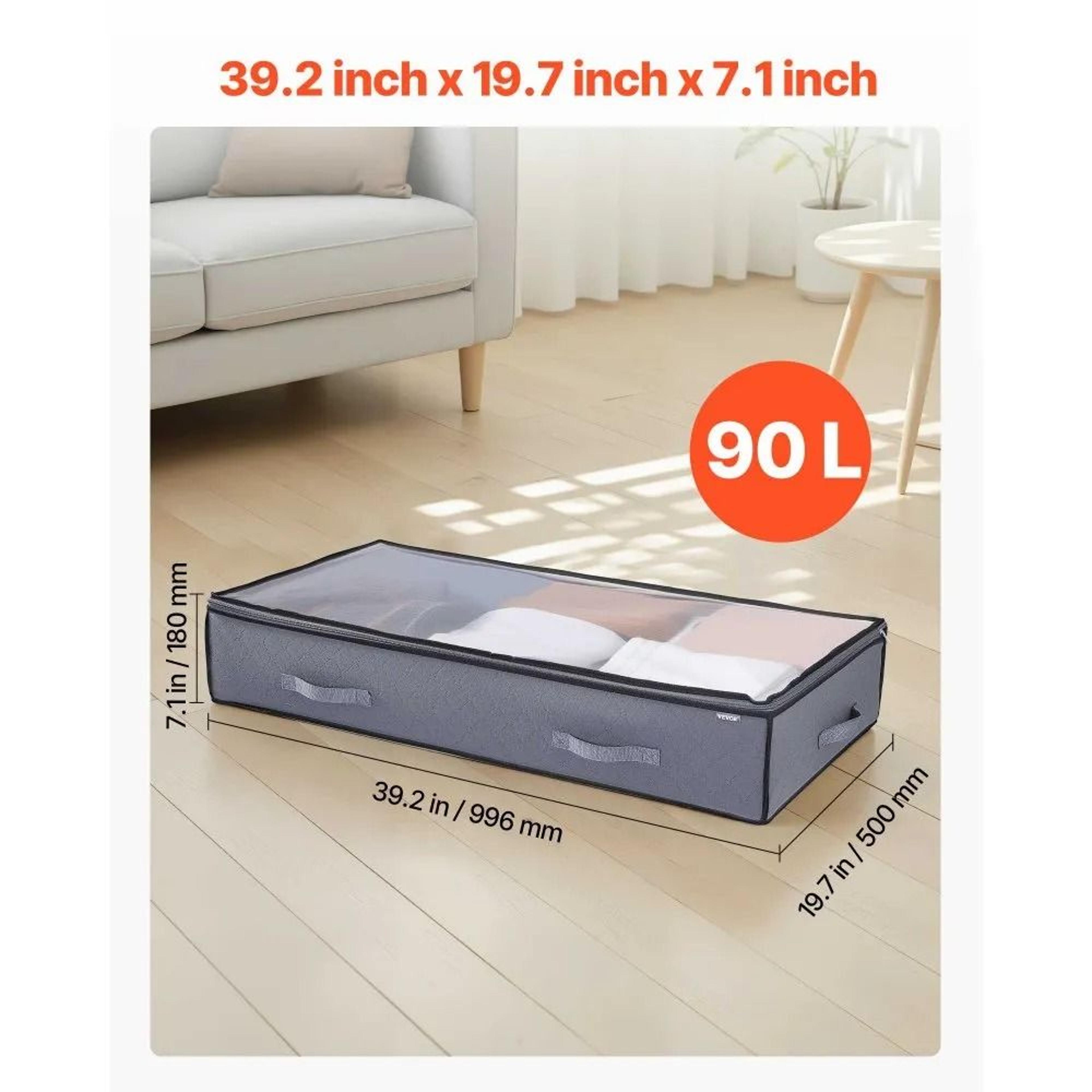 90L Under Bed Storage Containers With Clear Lids For Clothes Shoes And Blankets 3