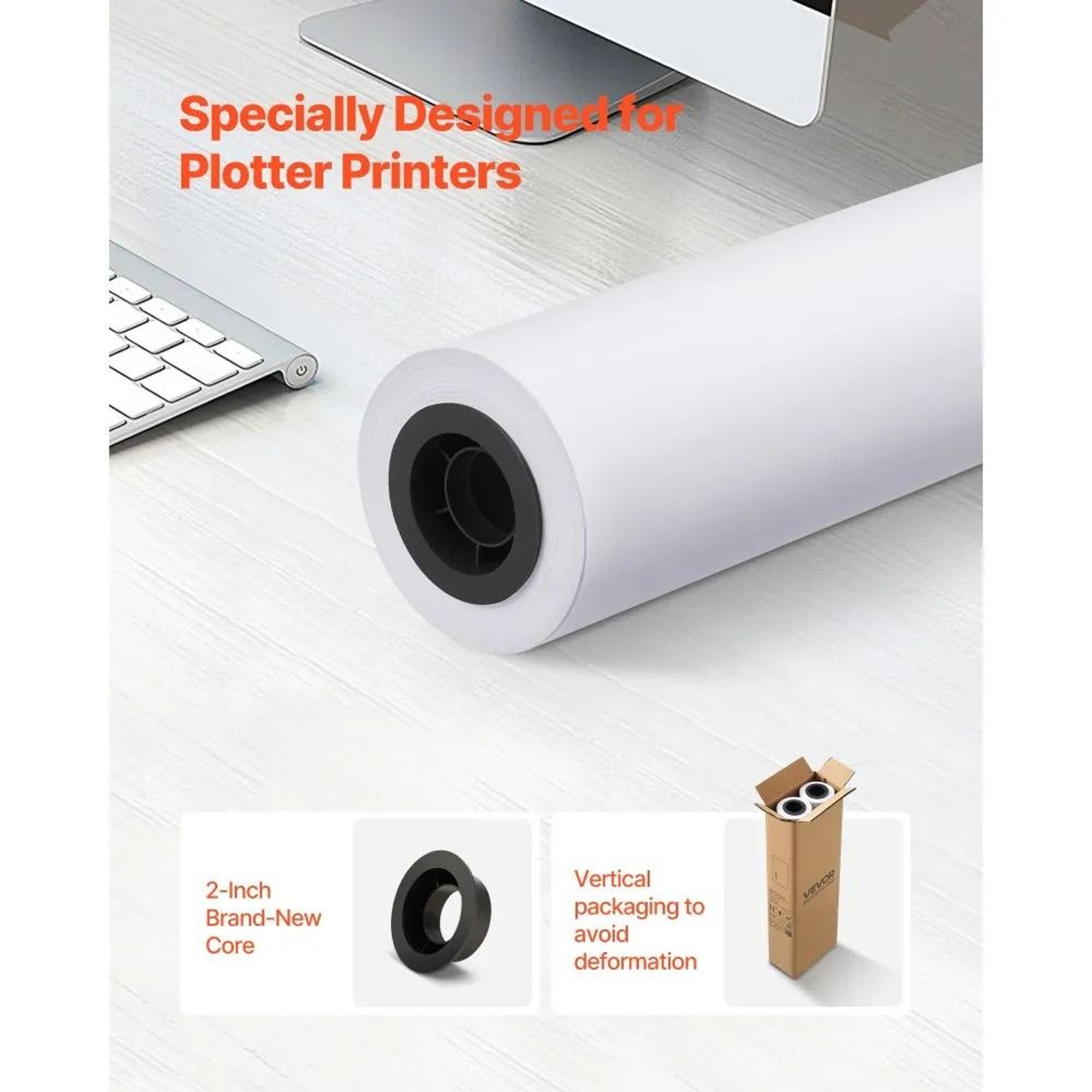24 X 150 Ft Plotter Paper Roll 2 Pack CAD Bond Wide Format Paper 1