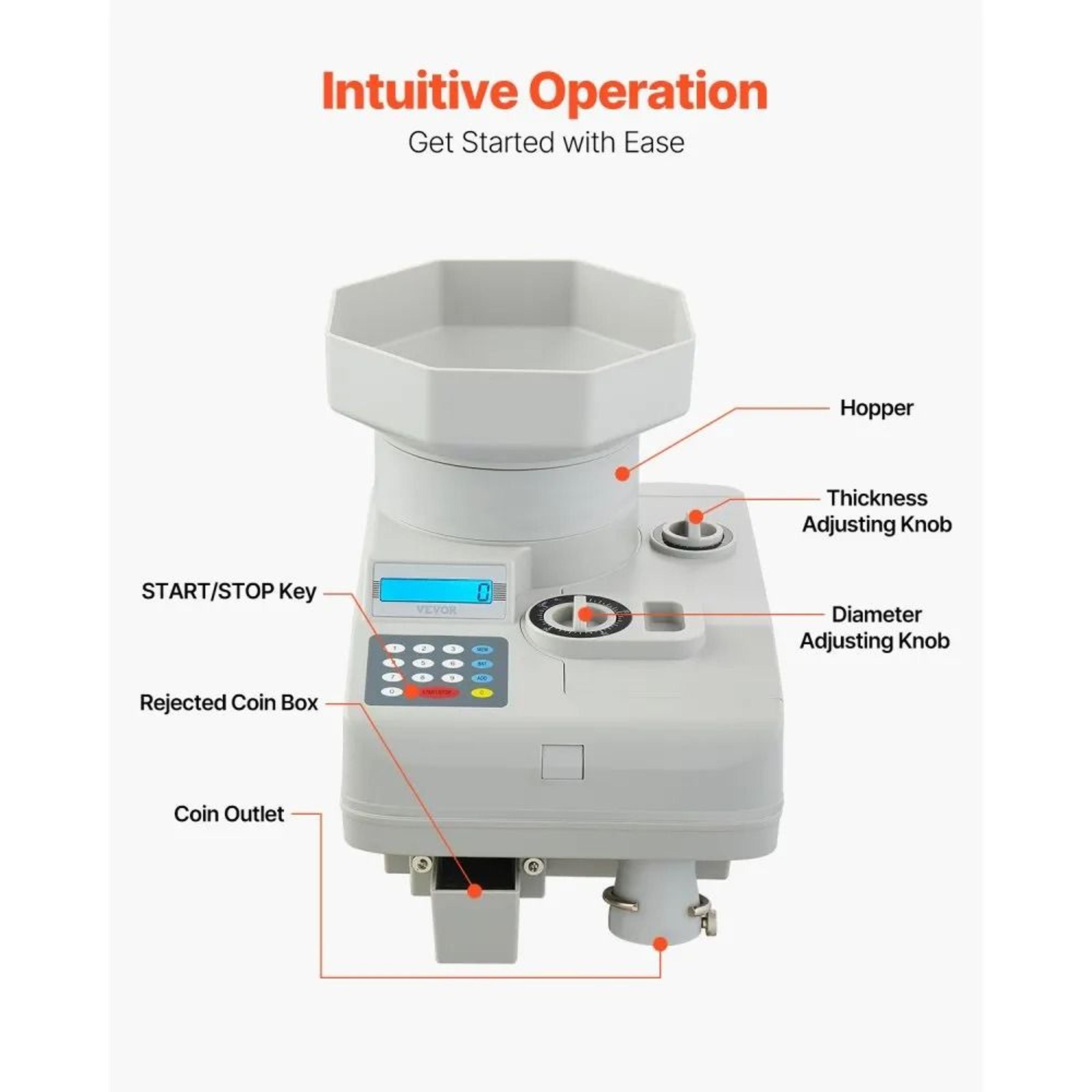 Professional Coin Counter Machine Automatic Coin Sorter With LED Display 11000 Coin Capacity 4