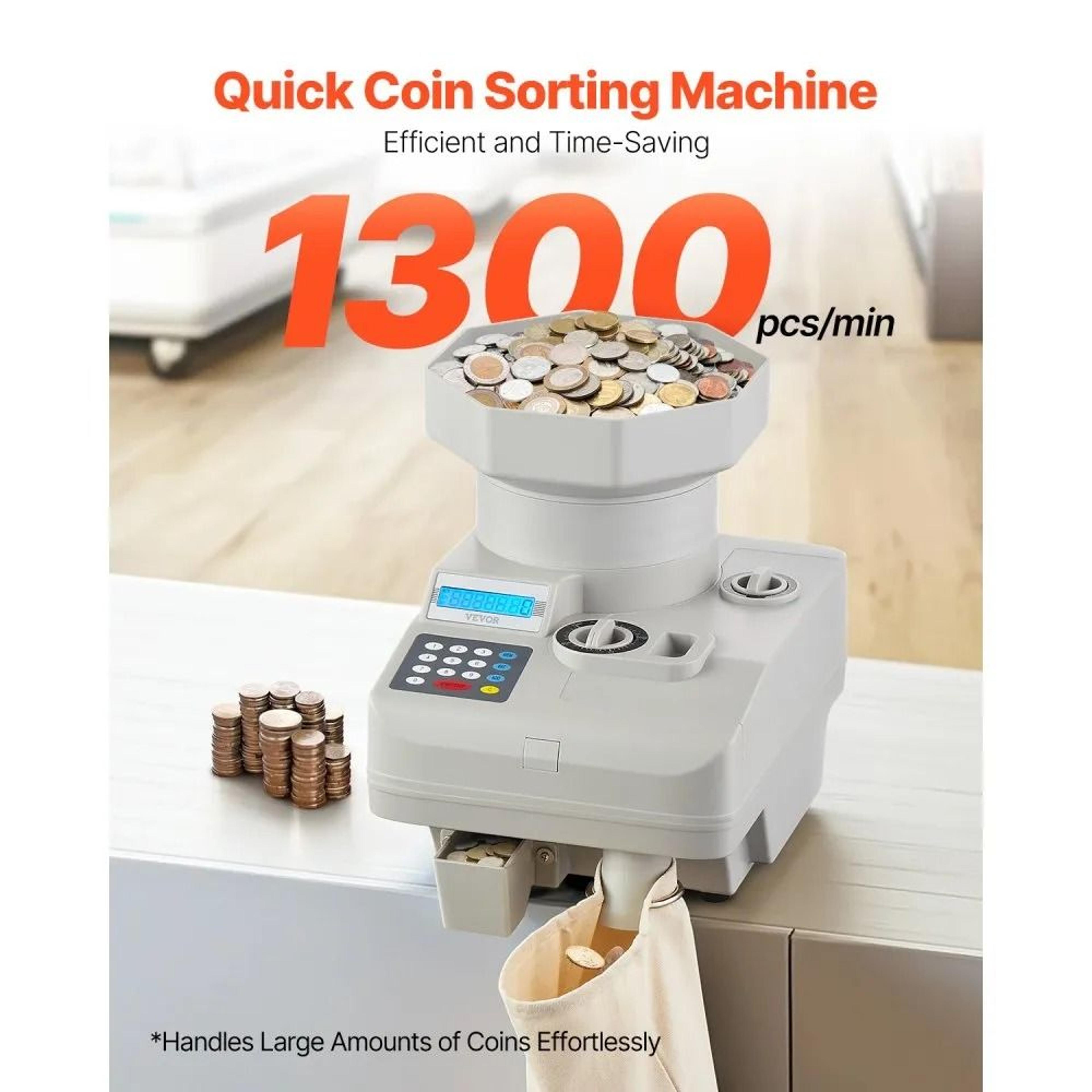 Professional Coin Counter Machine Automatic Coin Sorter With LED Display 11000 Coin Capacity 1