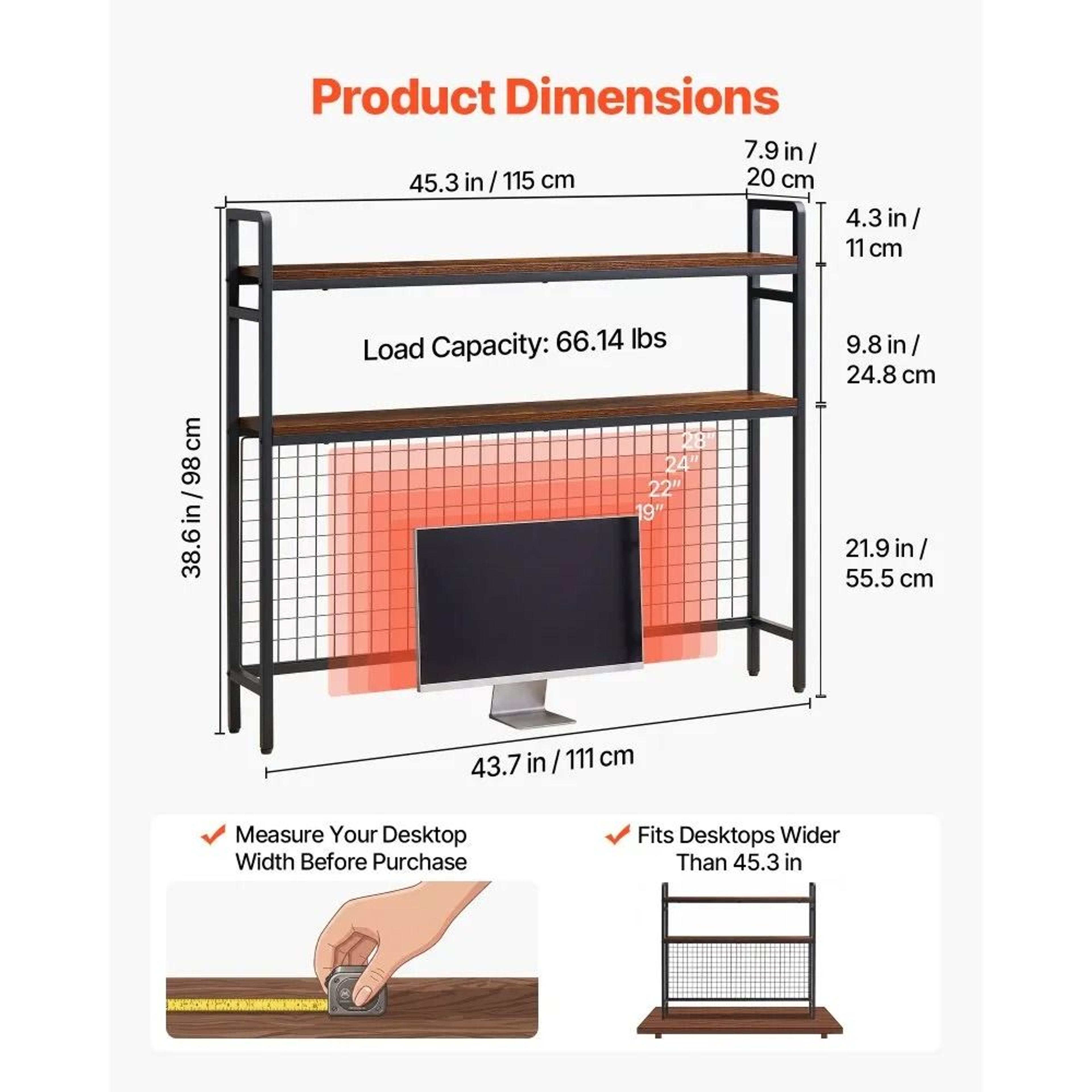 3 Tier Desktop Bookshelf Desk Organizer With Metal Frame For Home Office 6