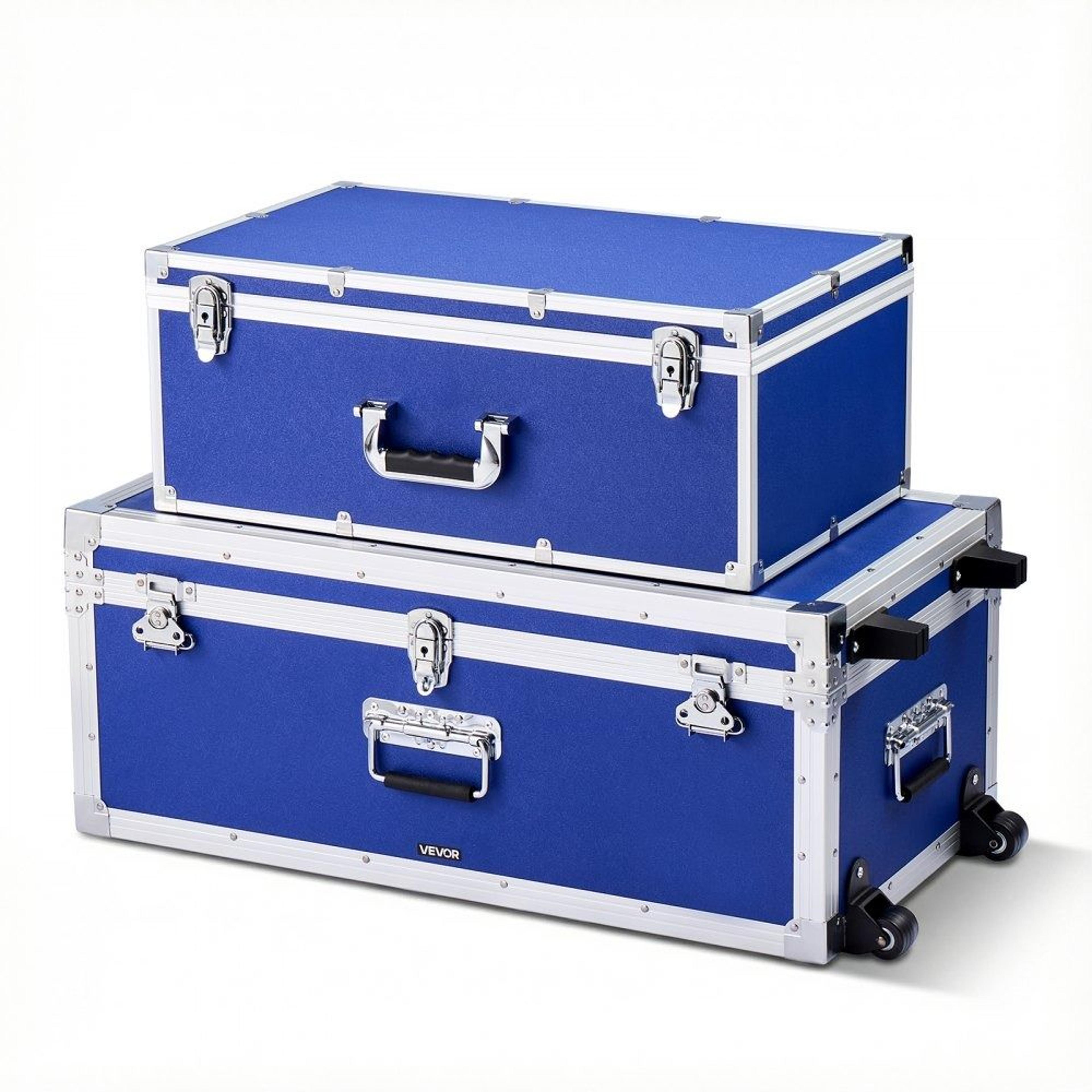 storage trunk set of 2 wooden storage chest boxes with casters and locks