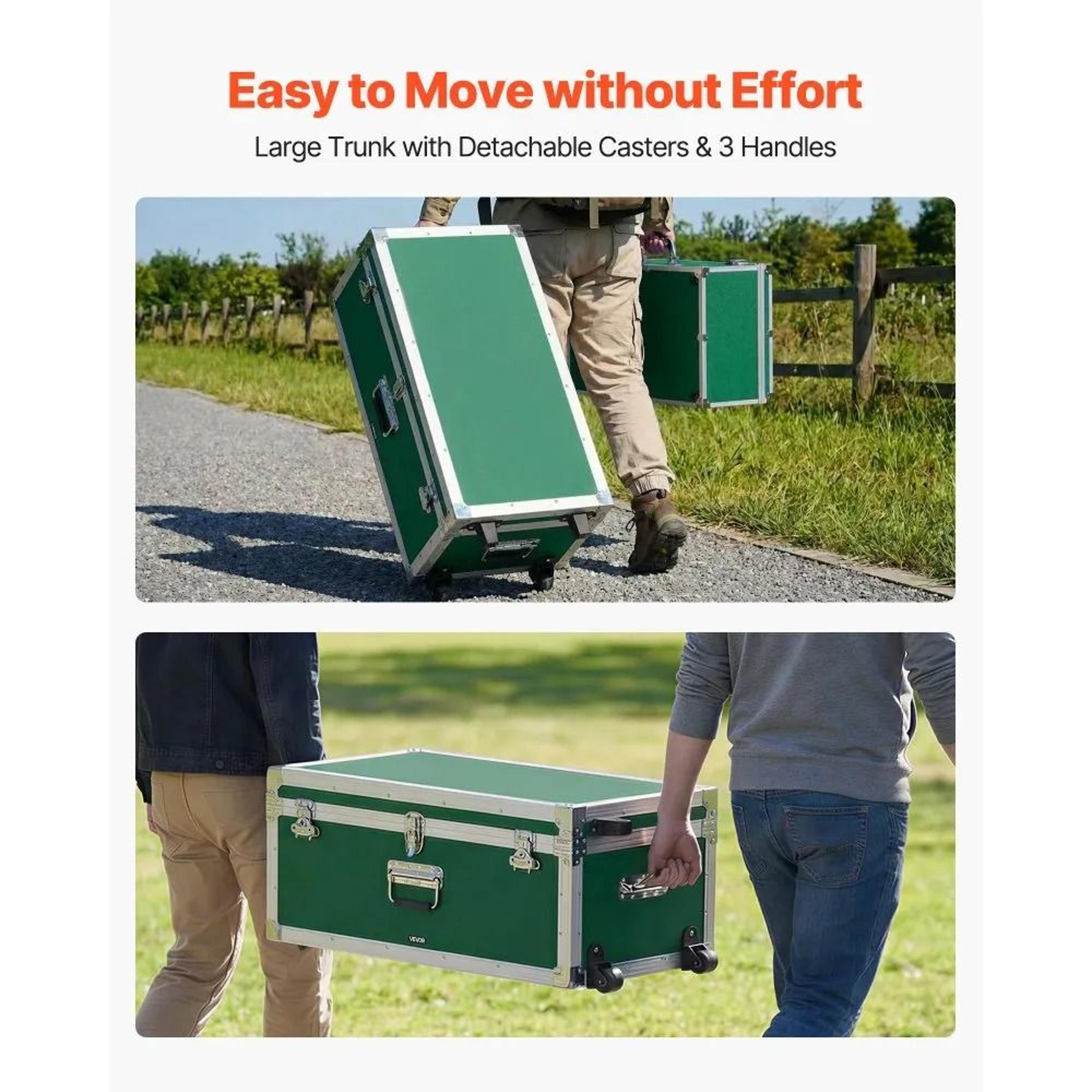 Metal Storage Trunk Set With Casters Large Decorative Storage Chest 4