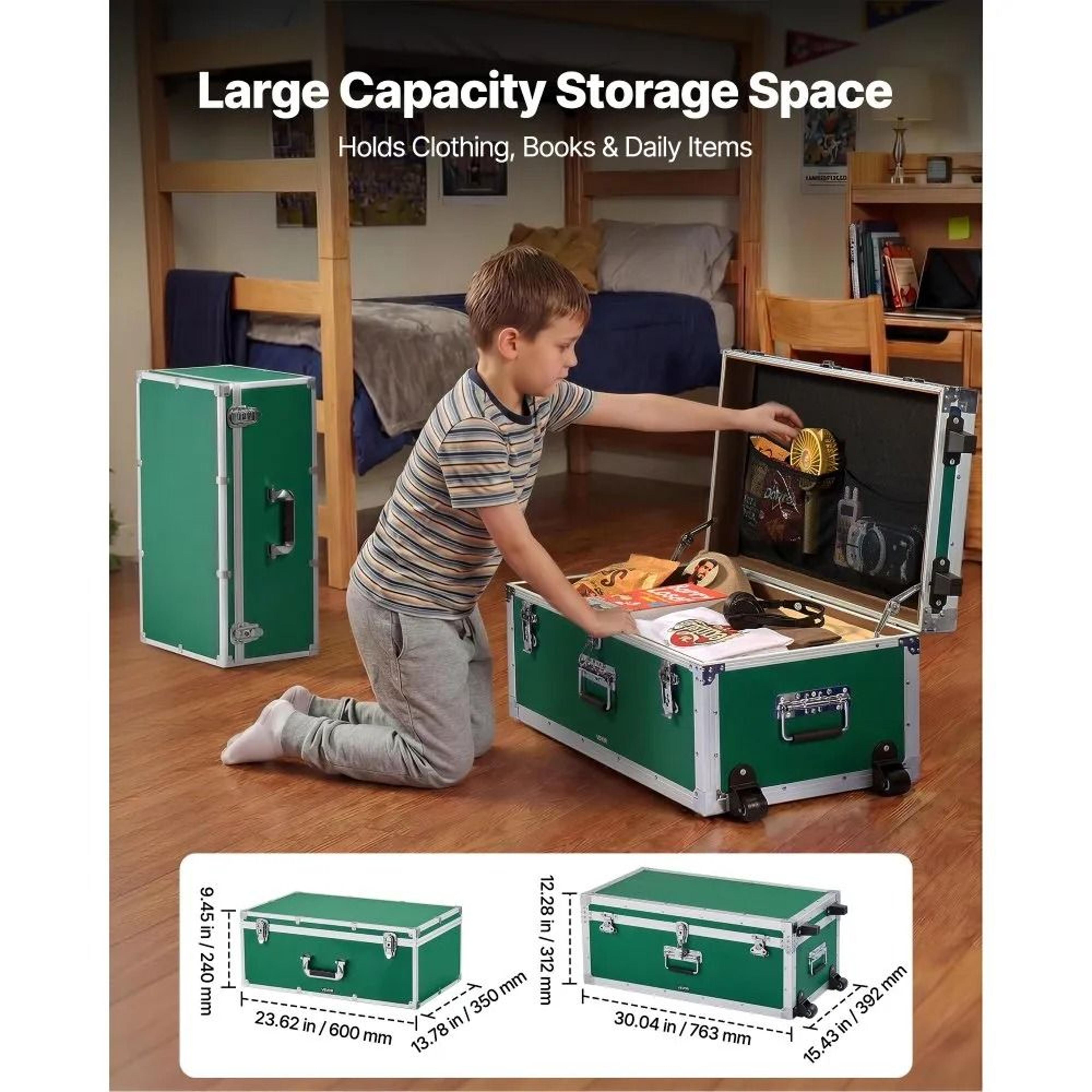 Metal Storage Trunk Set With Casters Large Decorative Storage Chest 1