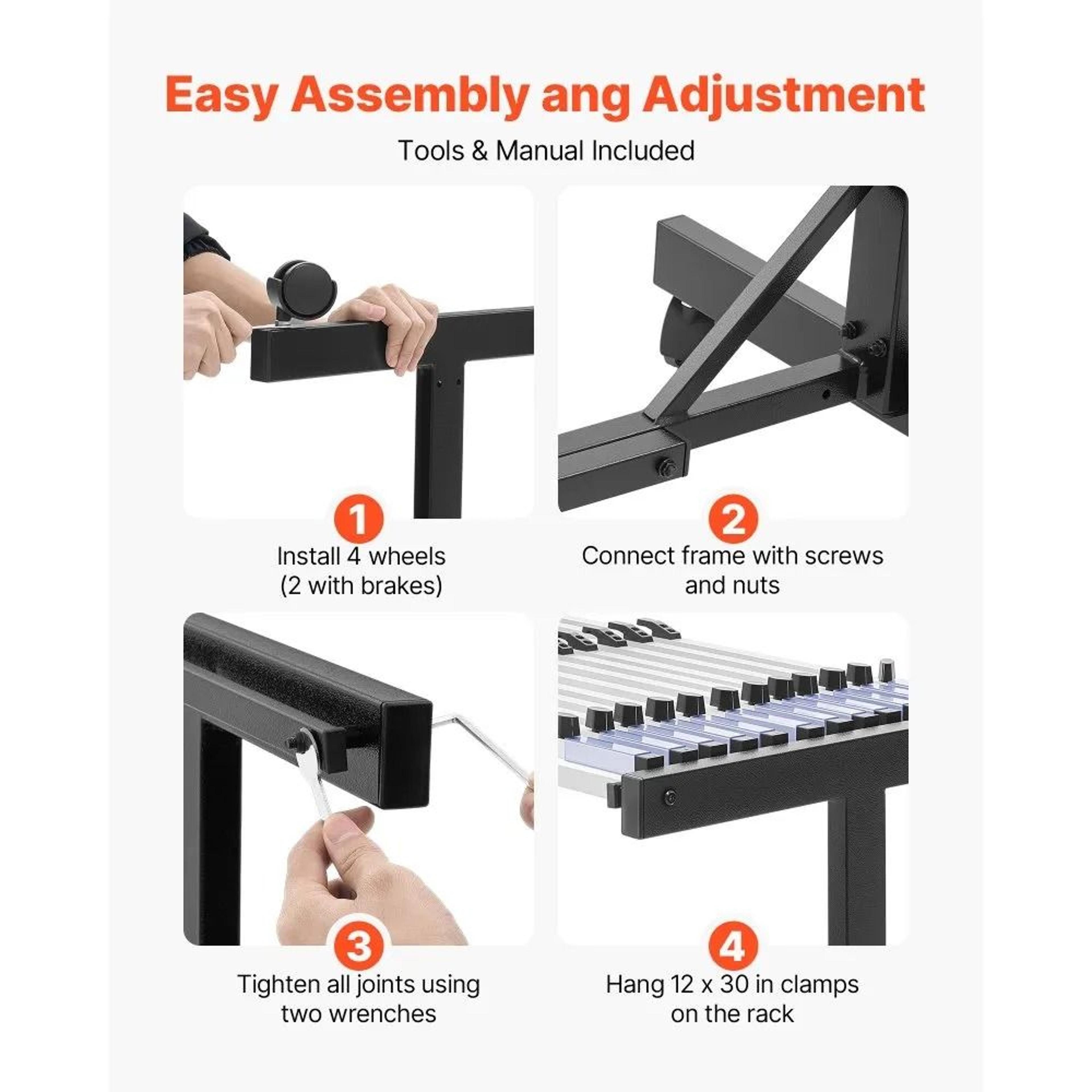 Blueprint Storage Rack Mobile Adjustable Blueprint Holder With Steel Frame And Clamps 6