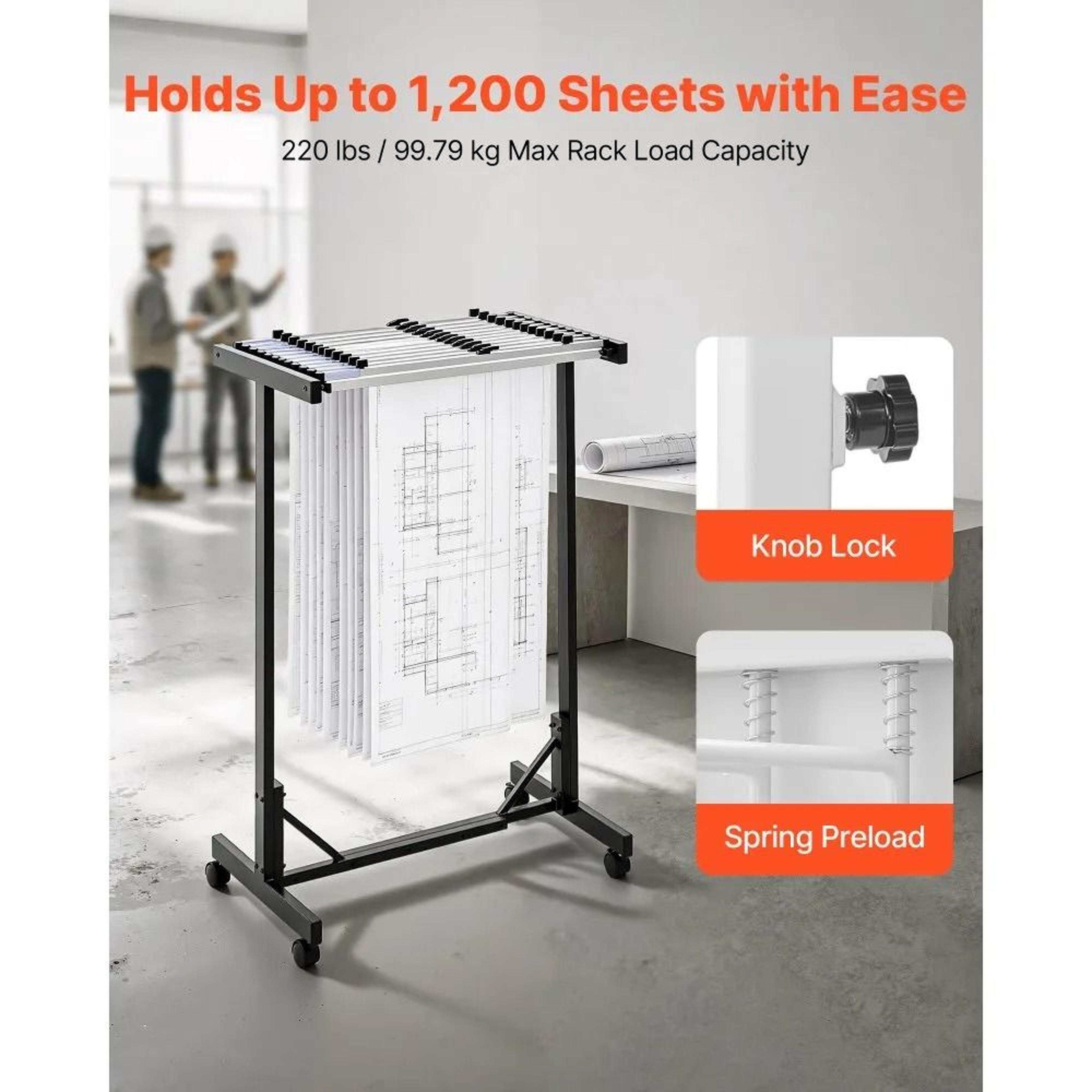 Blueprint Storage Rack Mobile Adjustable Blueprint Holder With Steel Frame And Clamps 1
