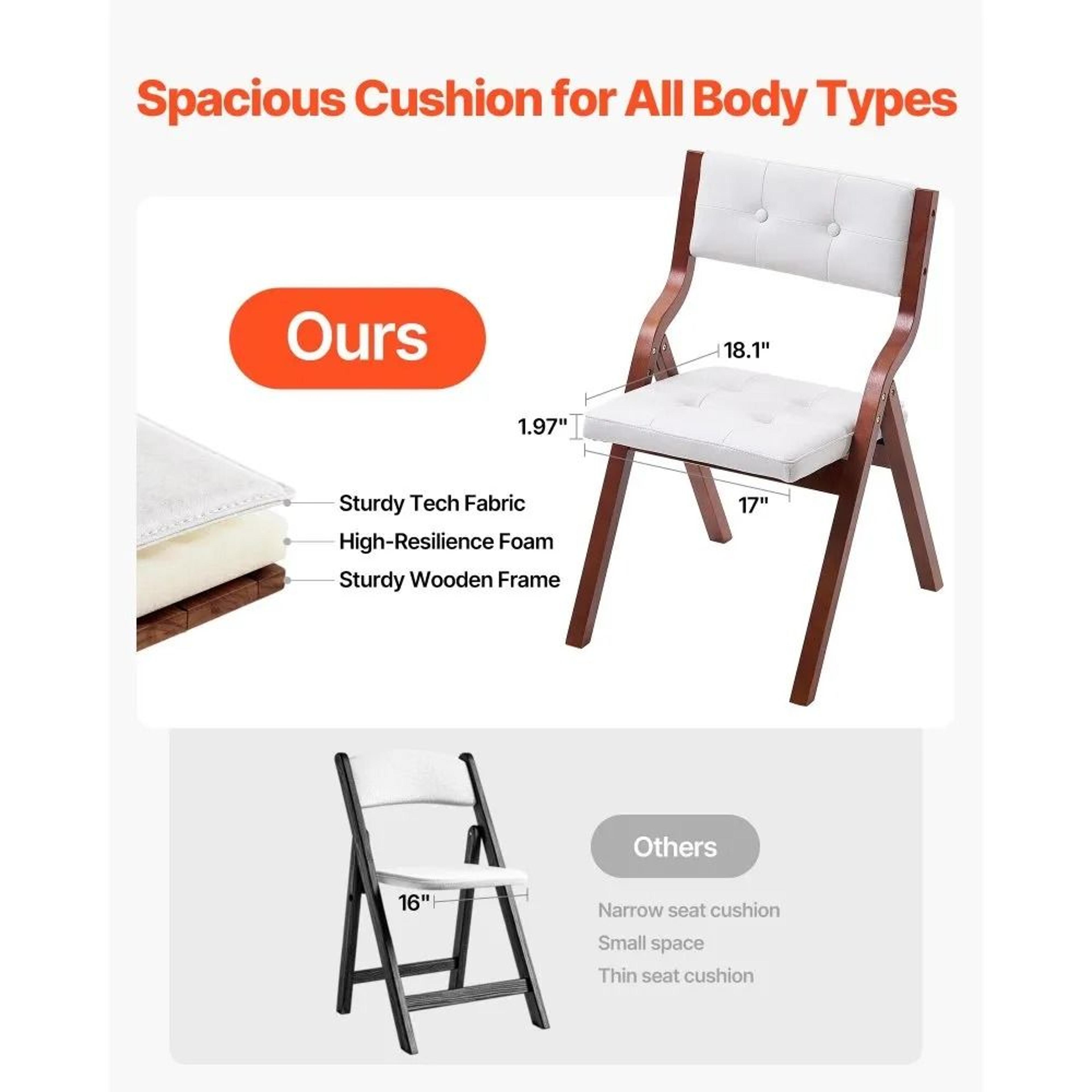 Modern Wooden Folding Chairs With Cushion Set Of 4 Comfortable Portable Dining Chairs 3