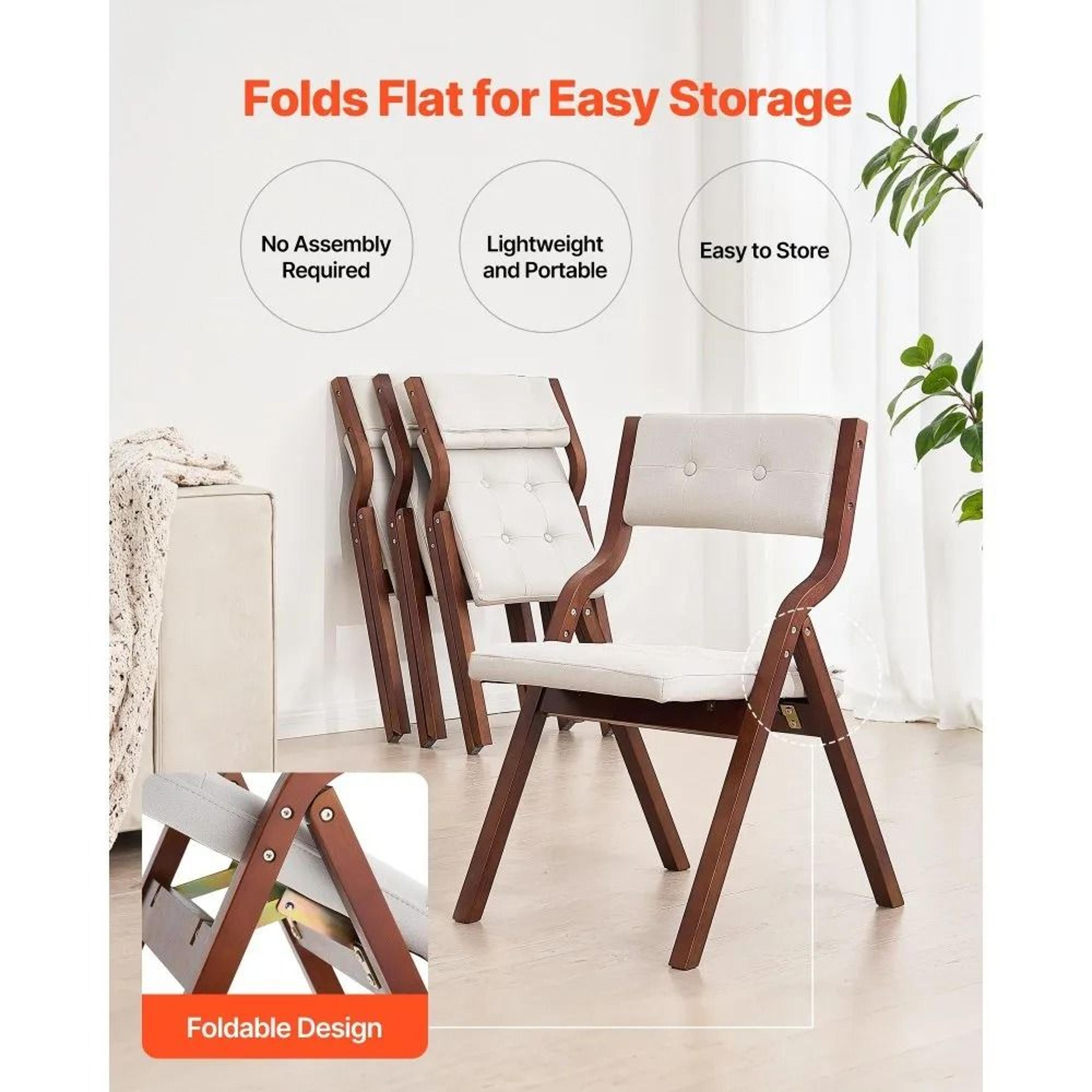 Modern Wooden Folding Chairs With Cushion Set Of 4 Comfortable Portable Dining Chairs 5