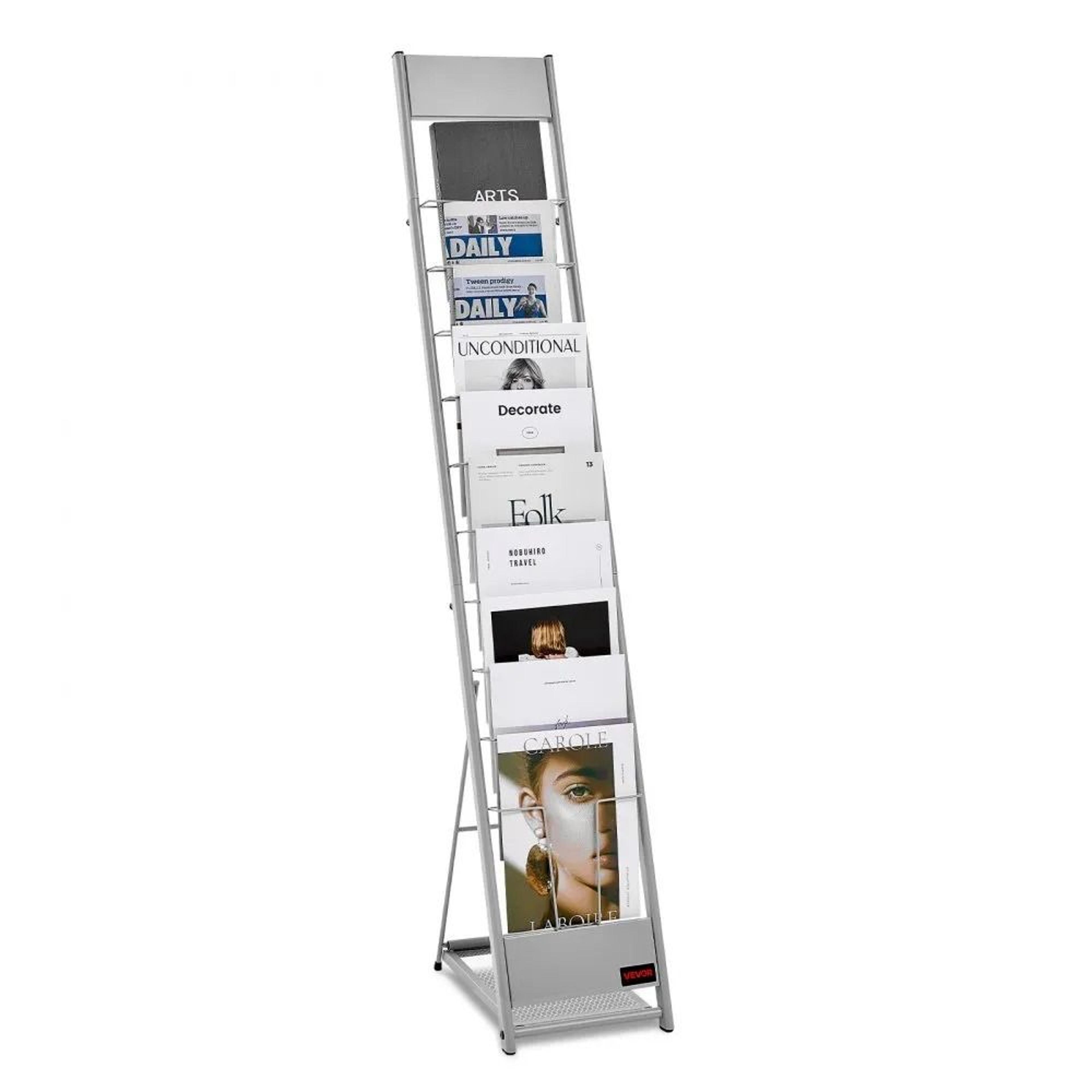 10 pocket brochure display rack portable metal magazine holder stand