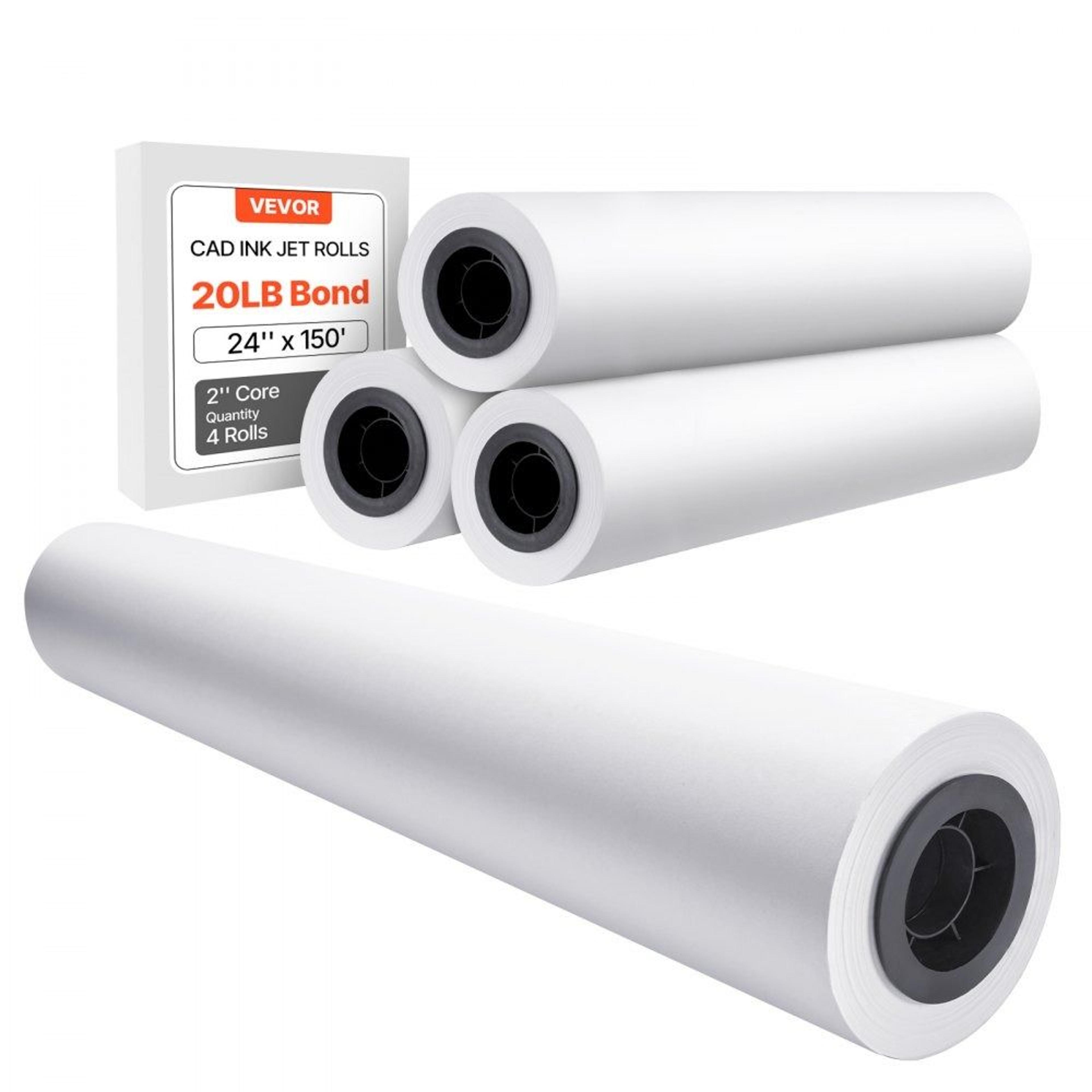 24 inch cad plotter paper rolls 4 pack for architectural drawings and engineering plans