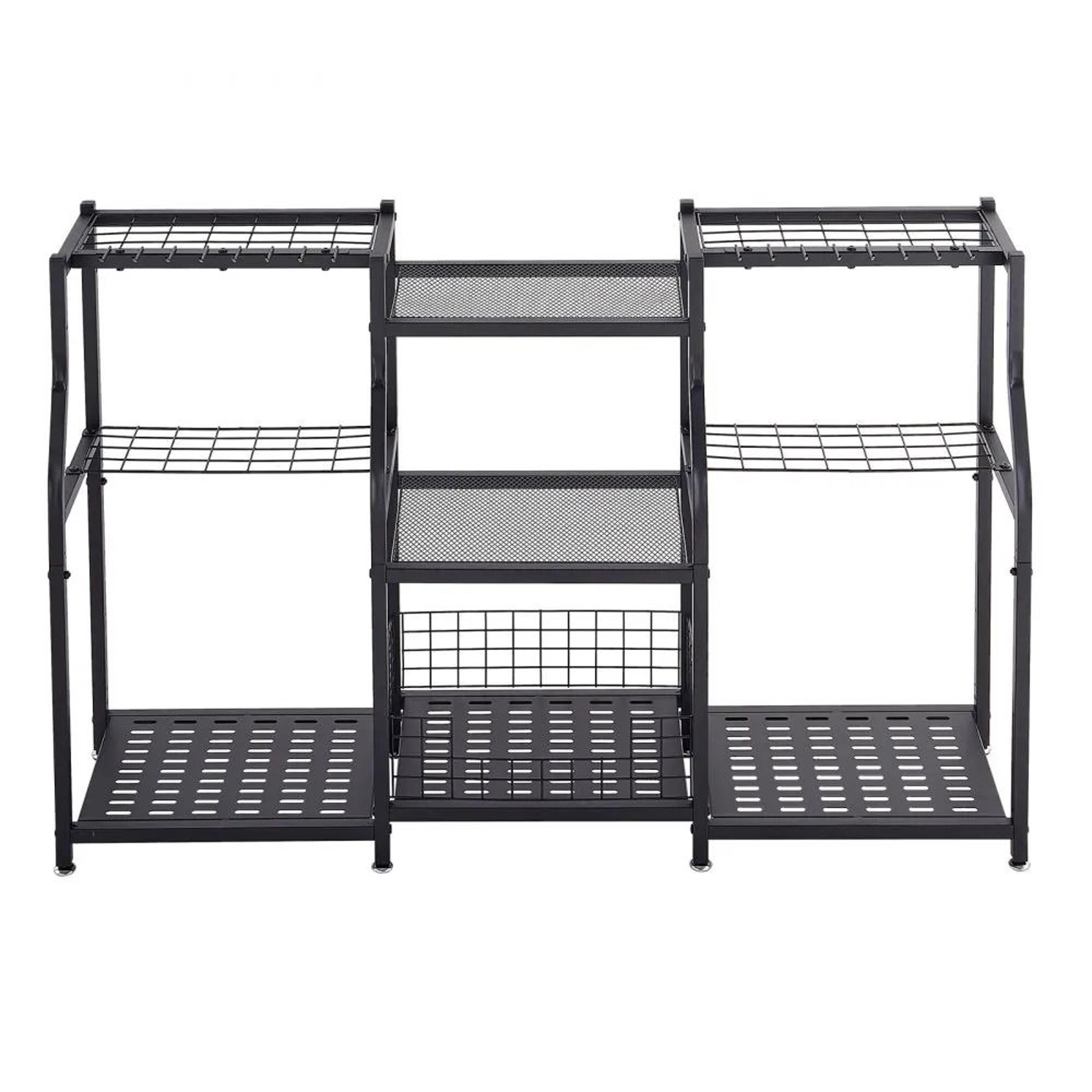 Garden Tool Organizer 3 Tier Heavy Duty Garage Storage Rack With Hooks 6