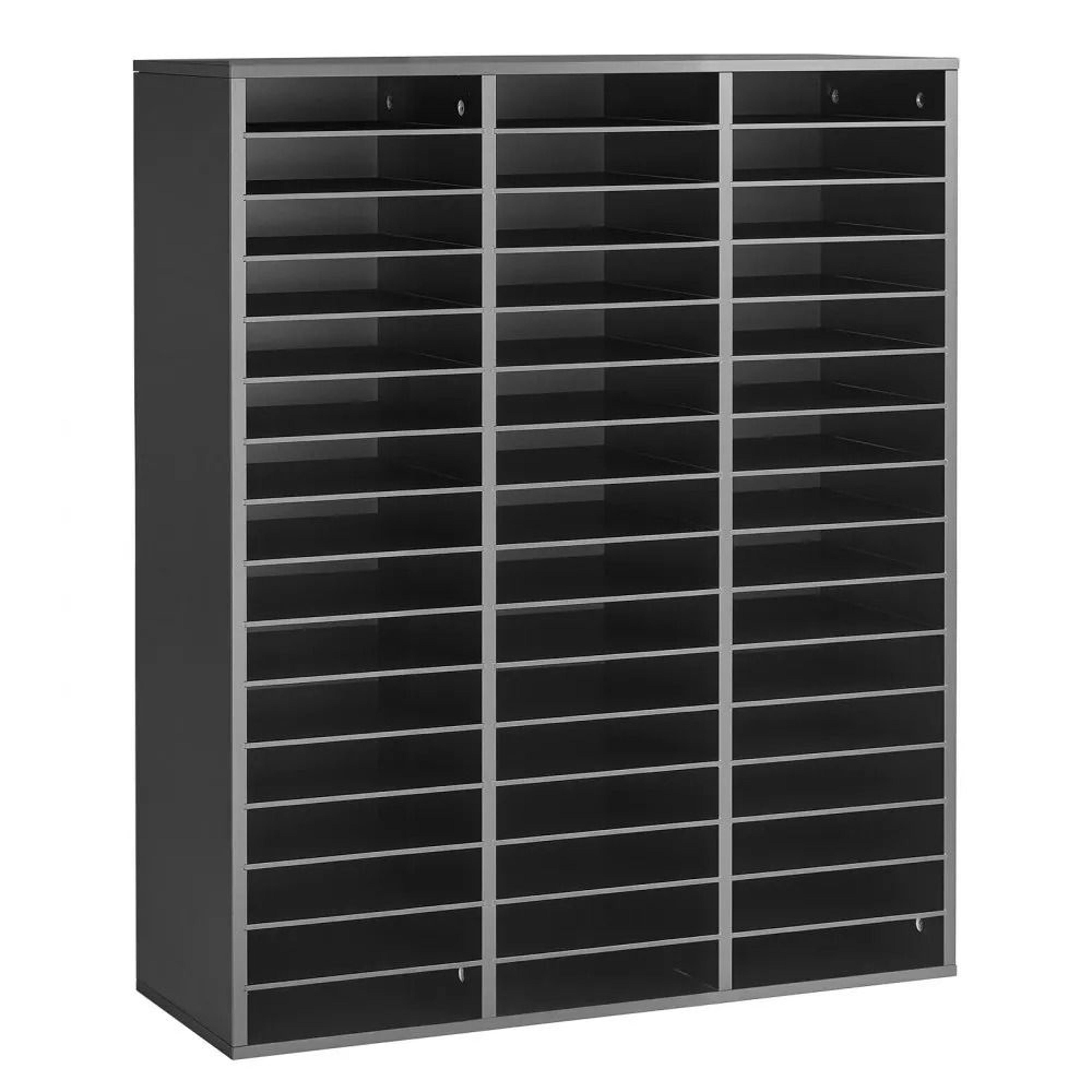 wood literature organizer 48 compartments file sorter with adjustable shelves for office and classroom