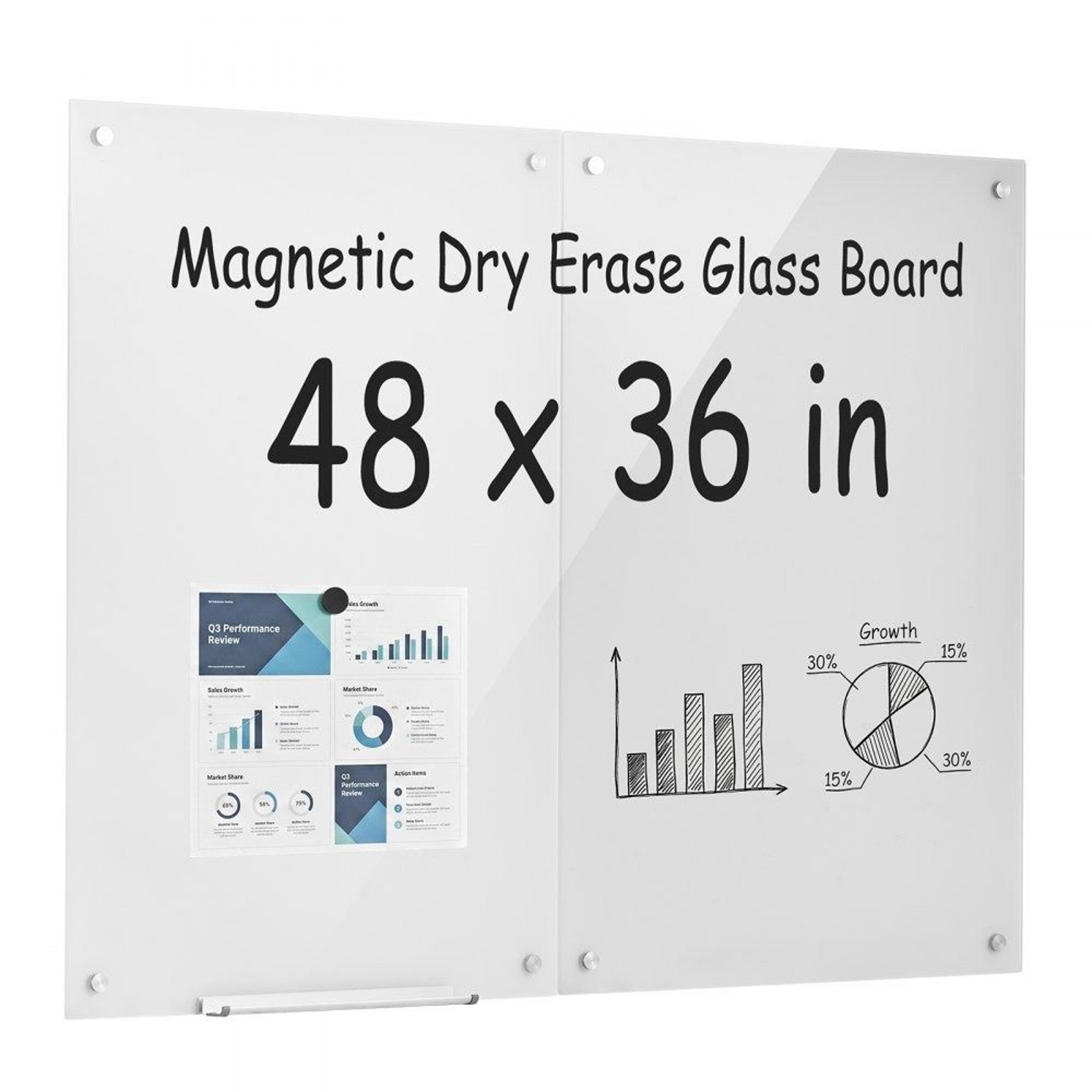 glass dry erase board 2 pack magnetic frameless whiteboard for office and home